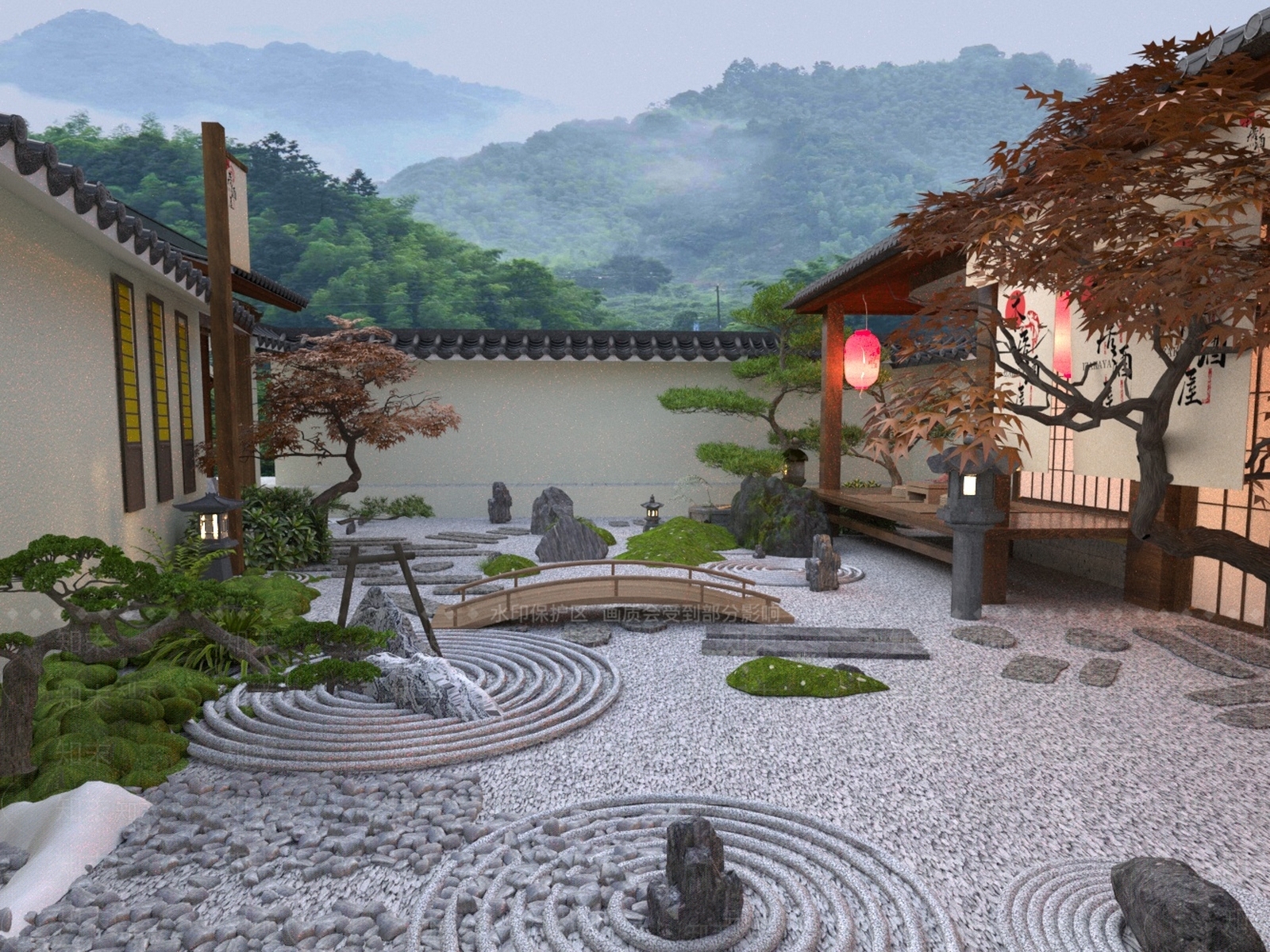 日式中式庭院3D模型下载【ID:1194978400】
