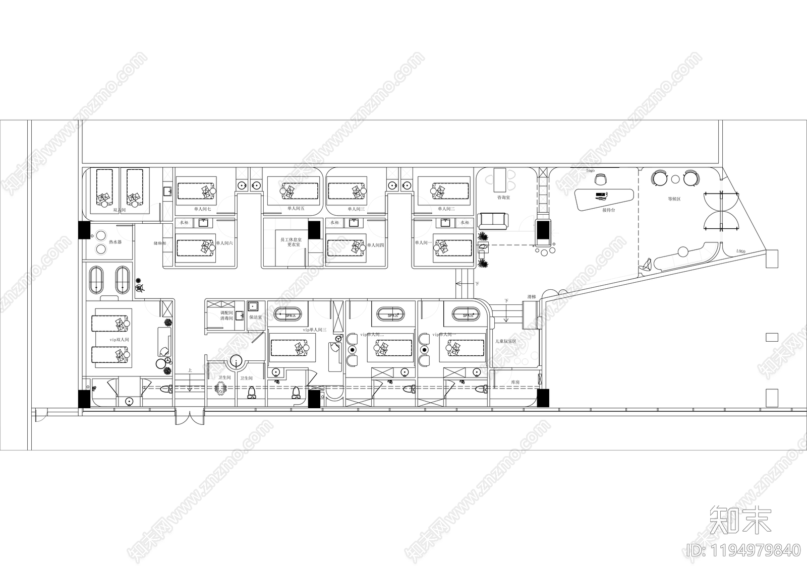现代极简其他商业空间cad施工图下载【ID:1194979840】