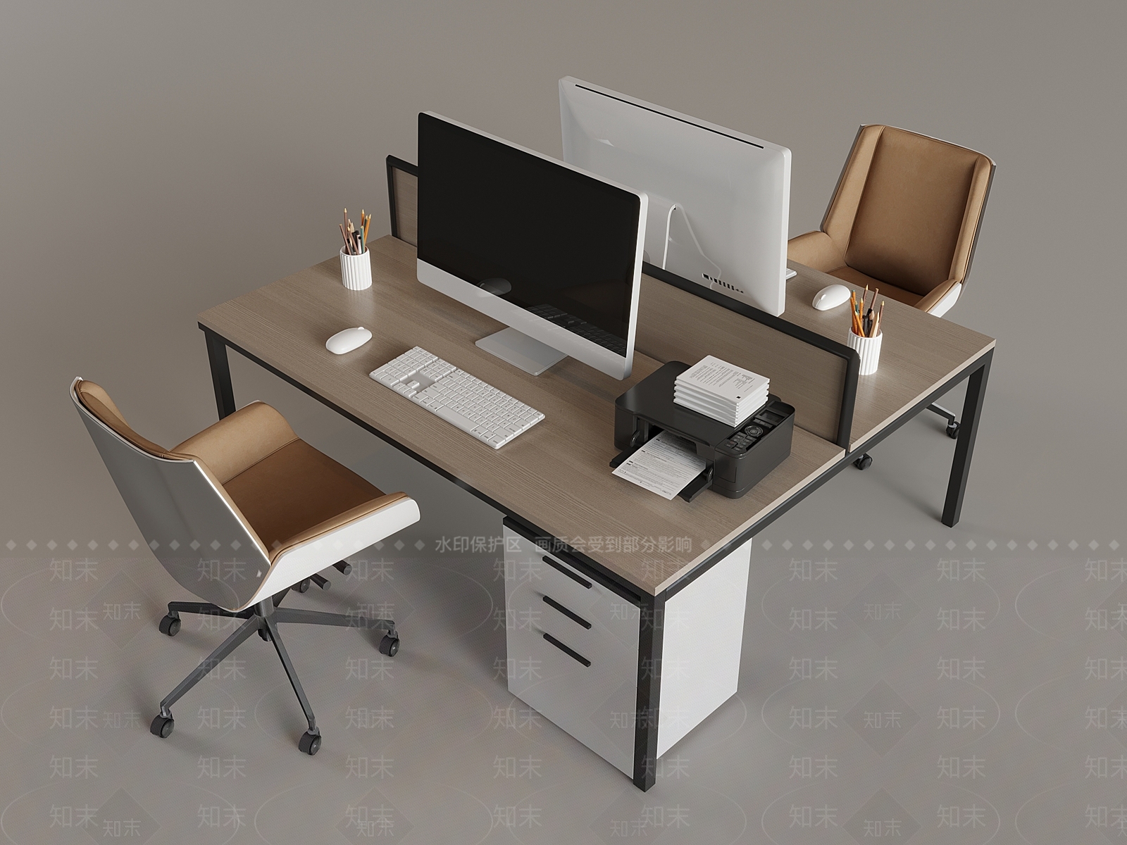 现代办公桌椅3D模型下载【ID:1194979585】