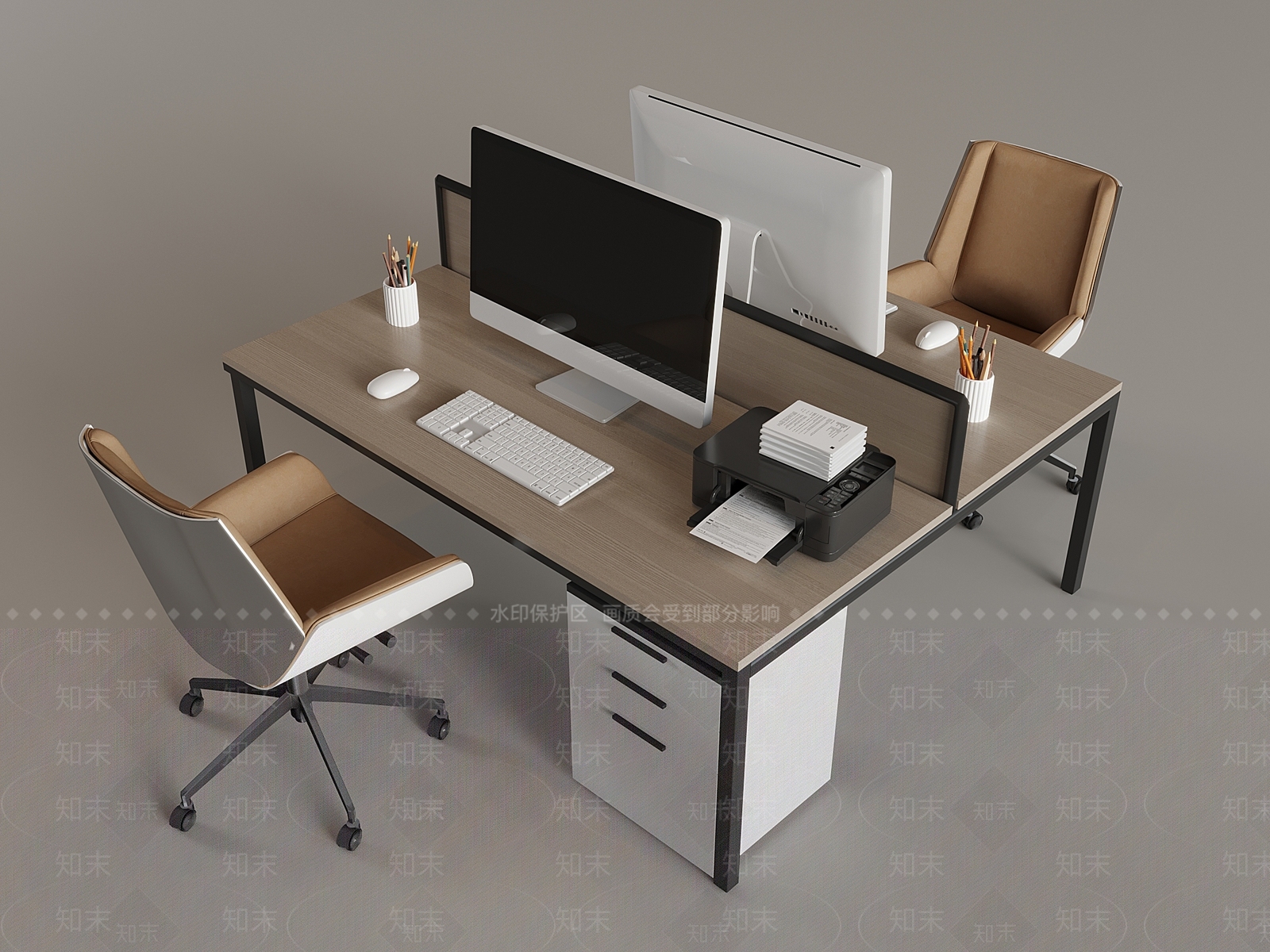 现代办公桌椅SU模型下载【ID:1194979793】