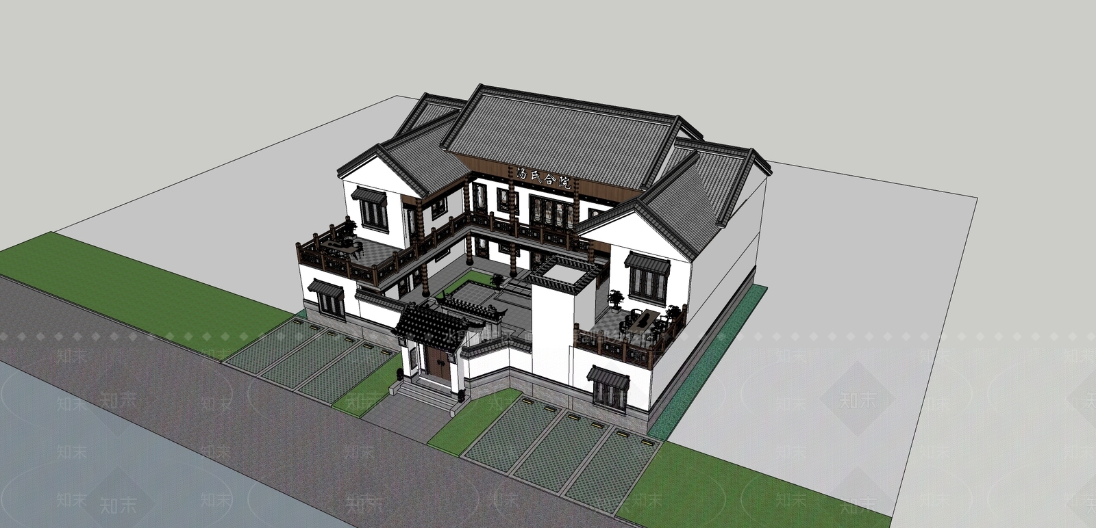 中式别墅SU模型下载【ID:1194981042】
