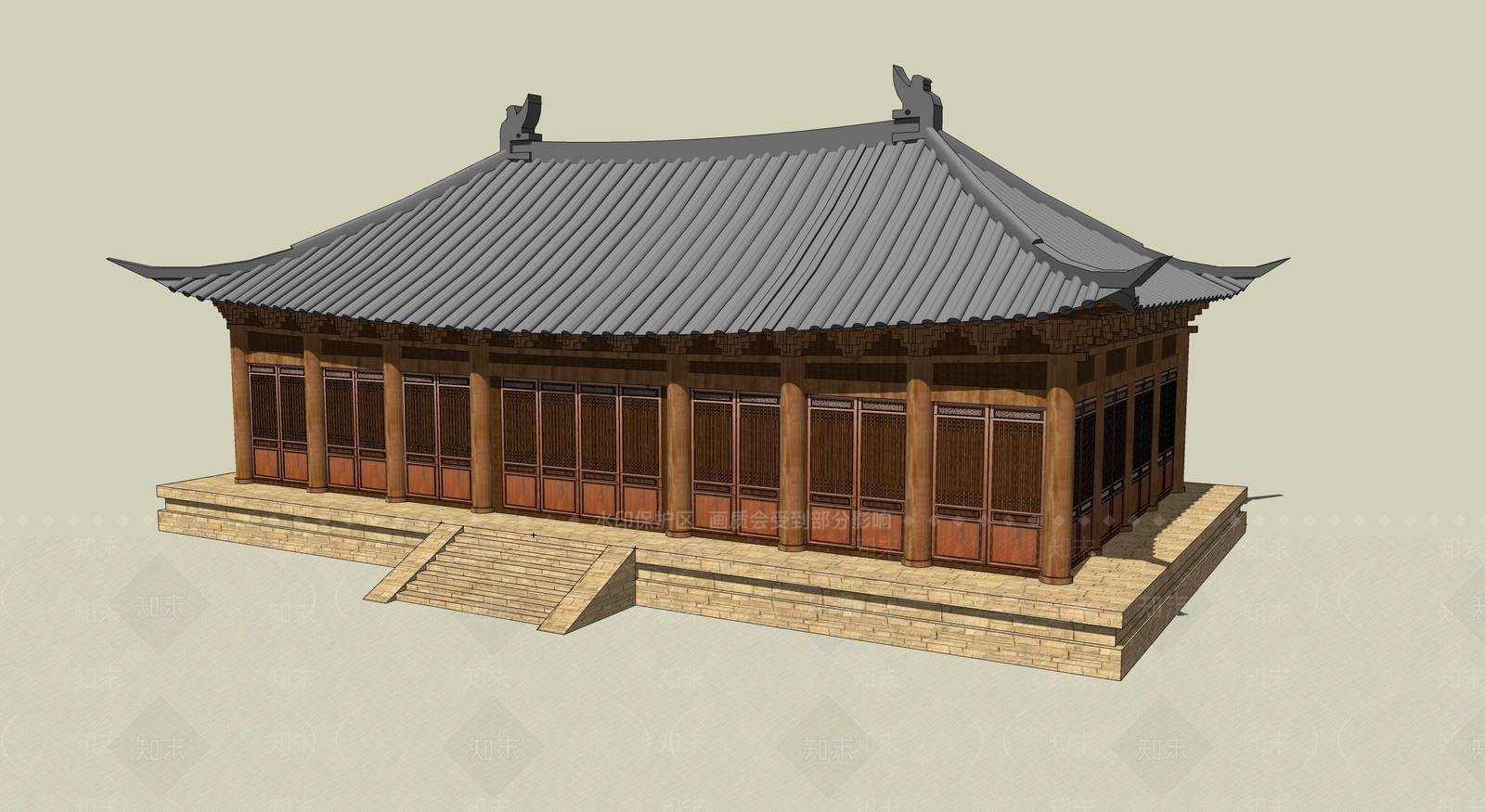 中式古建筑SU模型下载【ID:1194980857】