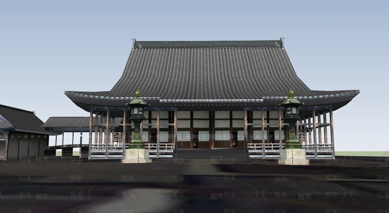 中式寺庙建筑SU模型下载【ID:1194981211】
