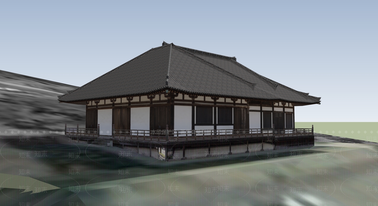 中式寺庙建筑SU模型下载【ID:1194982993】