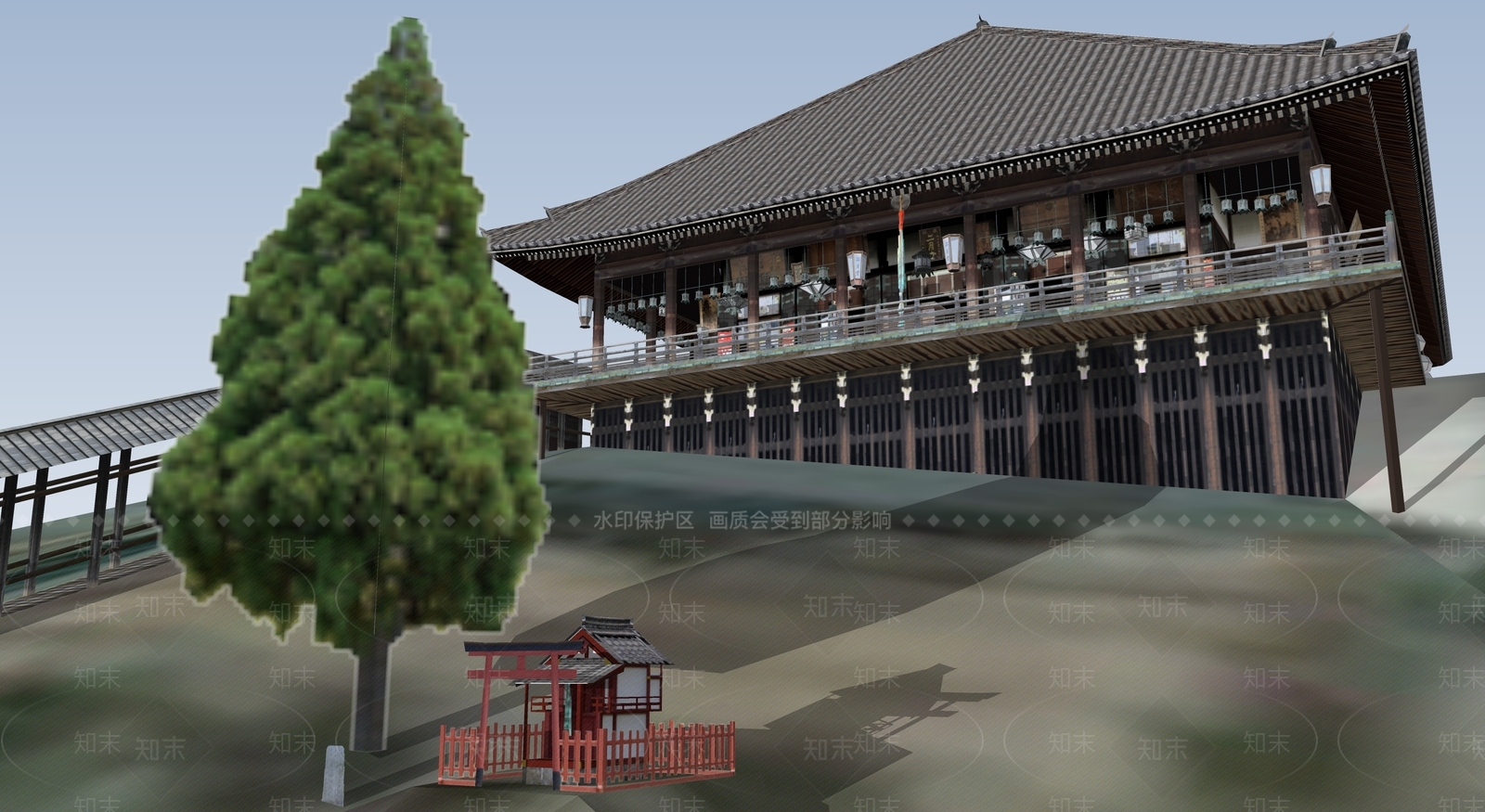 中式寺庙建筑SU模型下载【ID:1194983086】