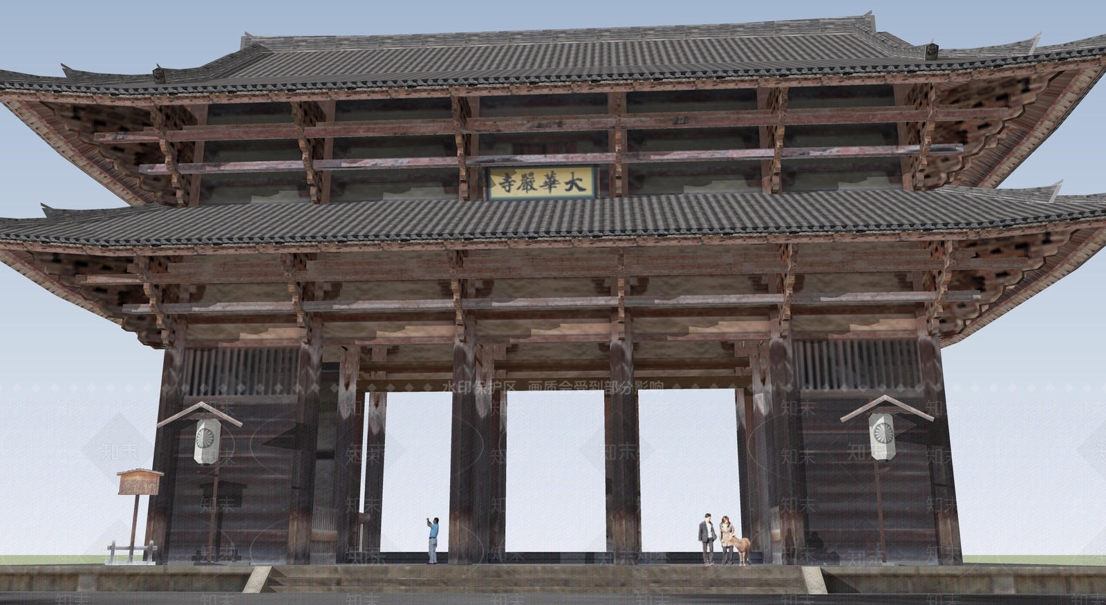 中式寺庙建筑SU模型下载【ID:1194983176】