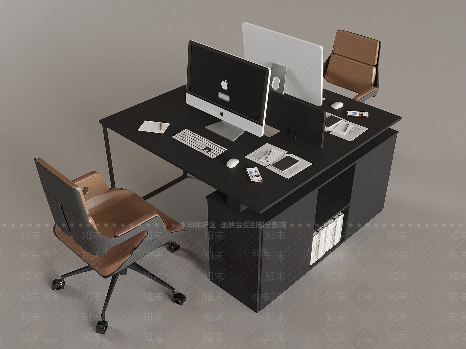 北欧轻奢办公桌椅3D模型下载【ID:1194984102】