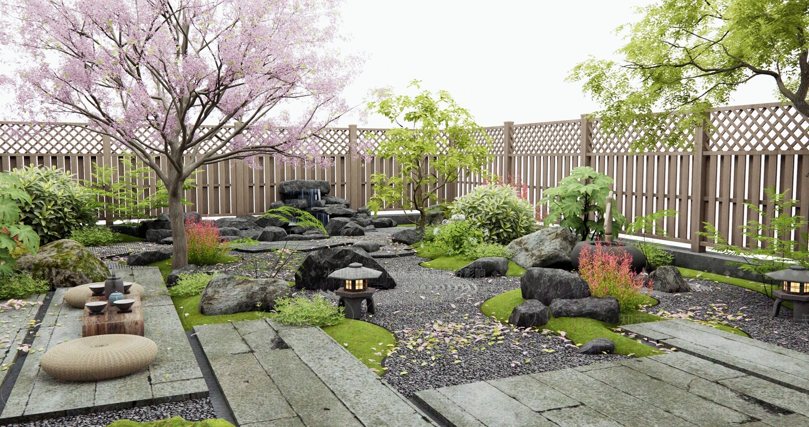 日式别墅庭院SU模型下载【ID:1194984292】