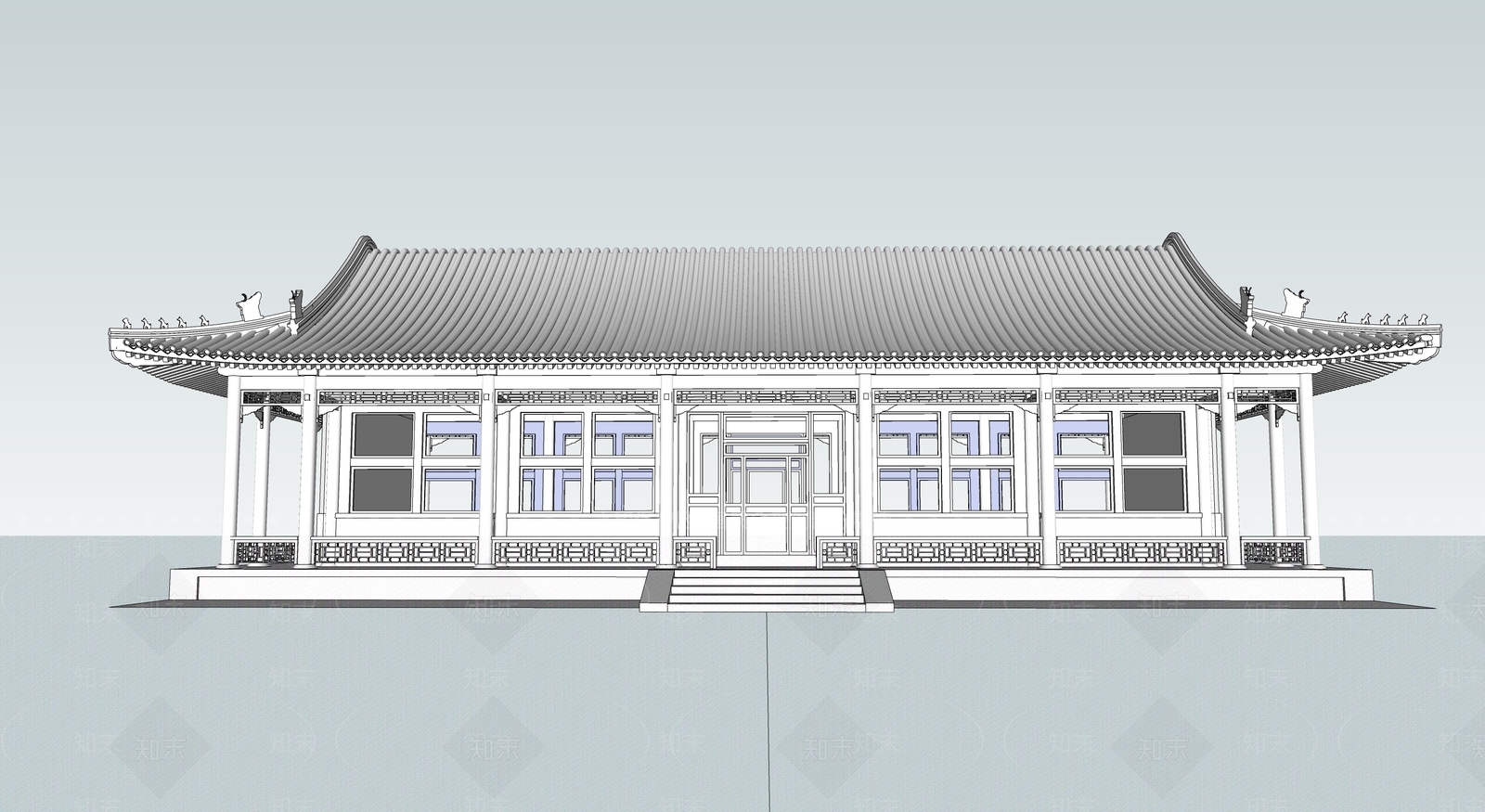 中式寺庙建筑SU模型下载【ID:1194984491】