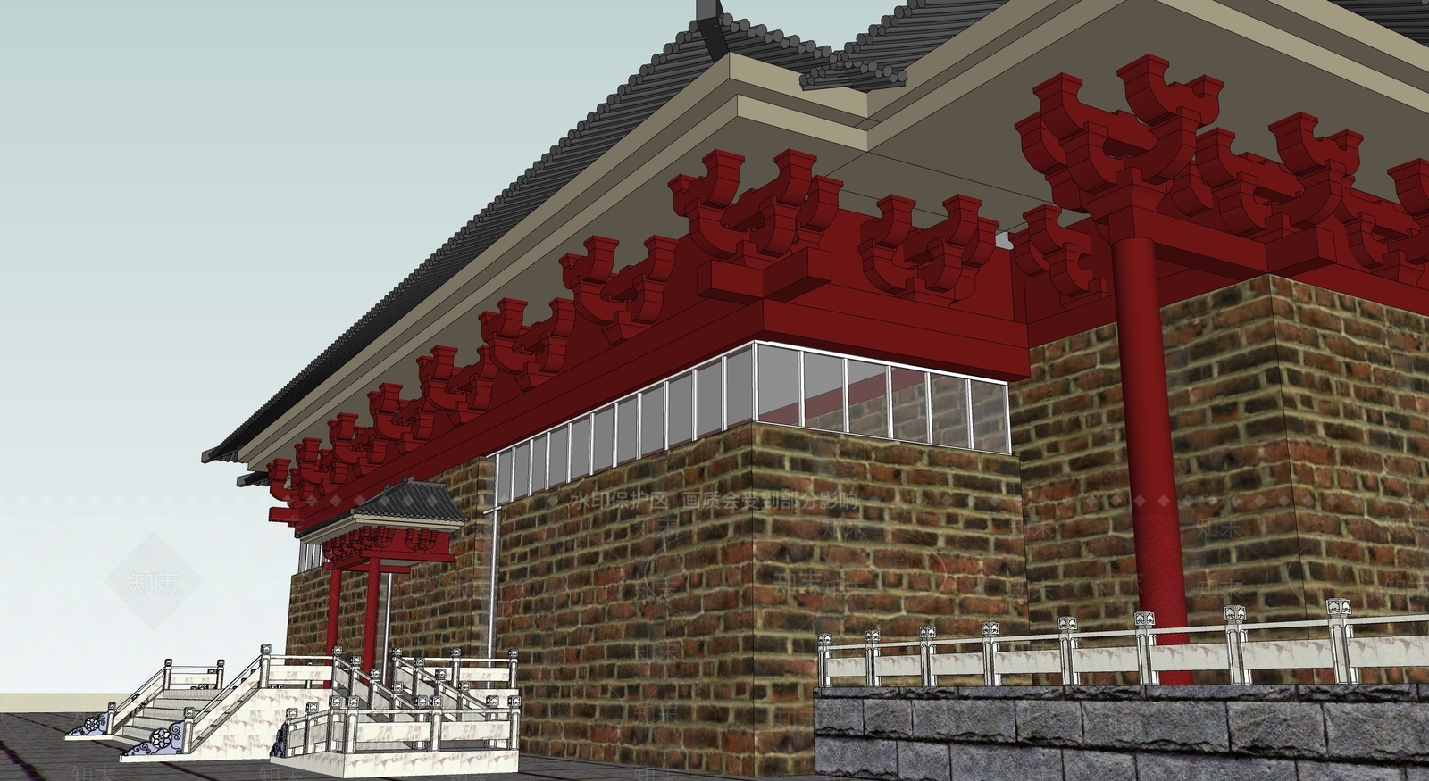 中式古建筑SU模型下载【ID:1194990046】