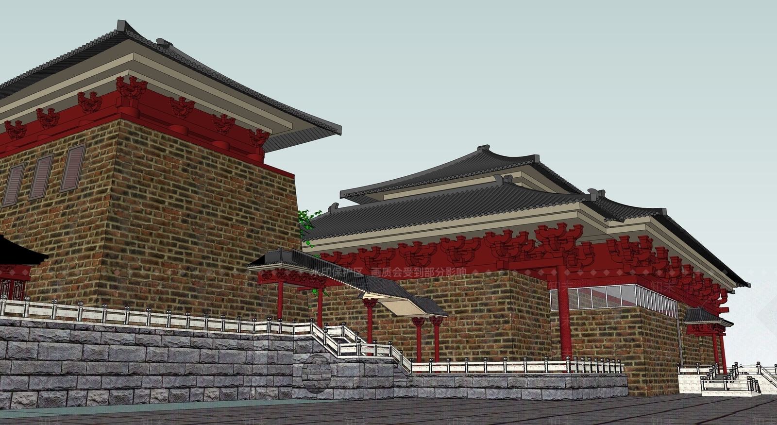 中式古建筑SU模型下载【ID:1194990046】