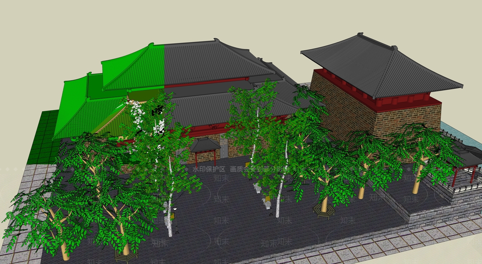中式古建筑SU模型下载【ID:1194990046】