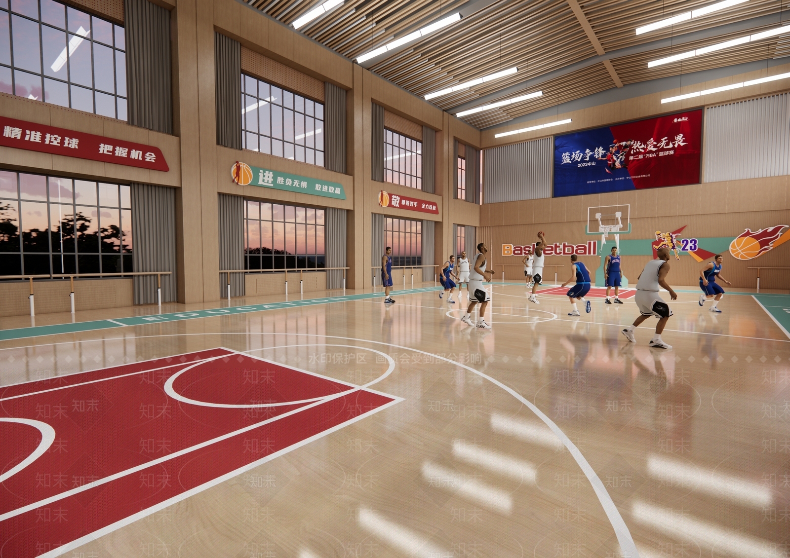 现代篮球场SU模型下载【ID:1194991029】