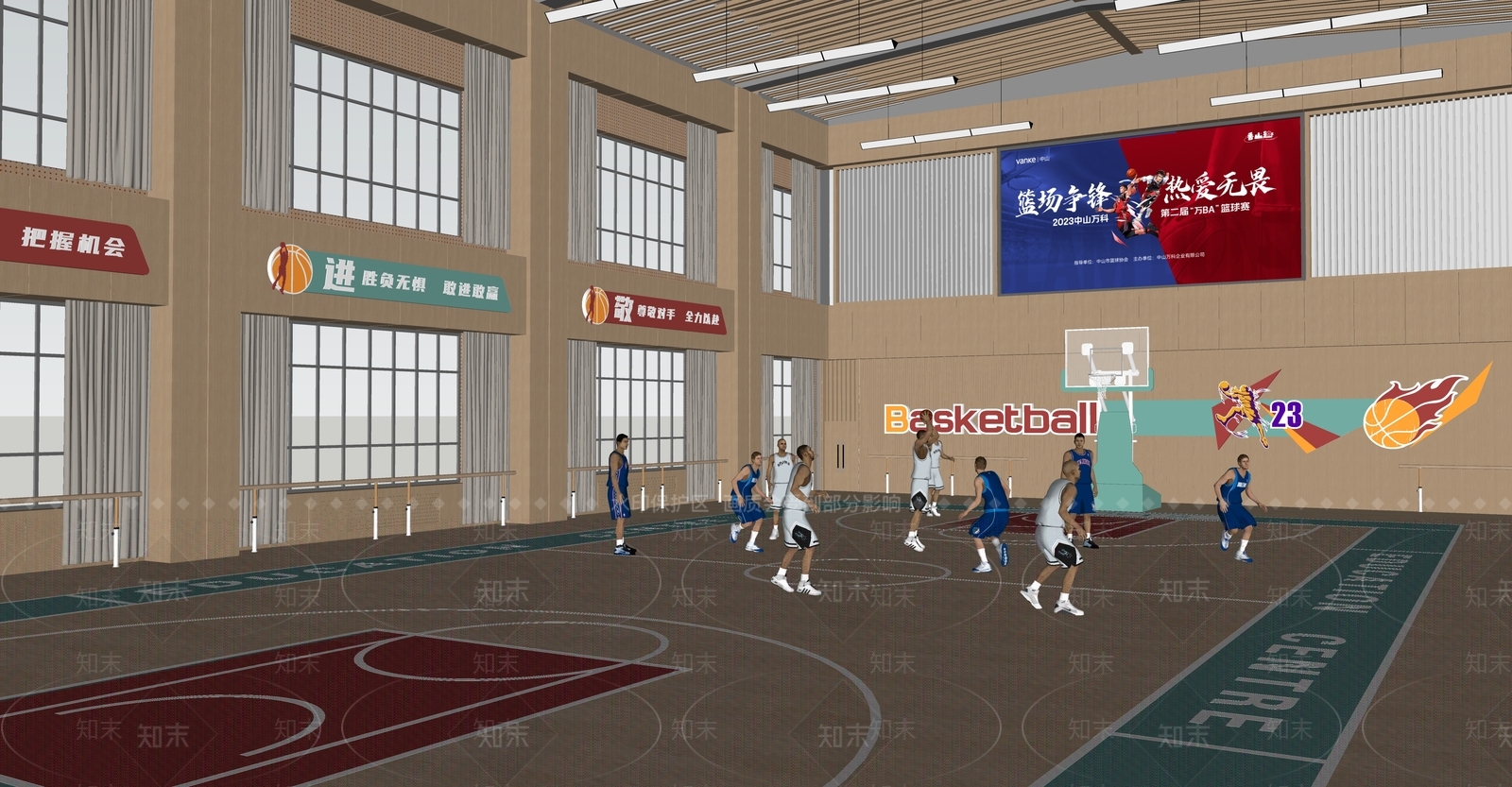 现代篮球场SU模型下载【ID:1194991029】