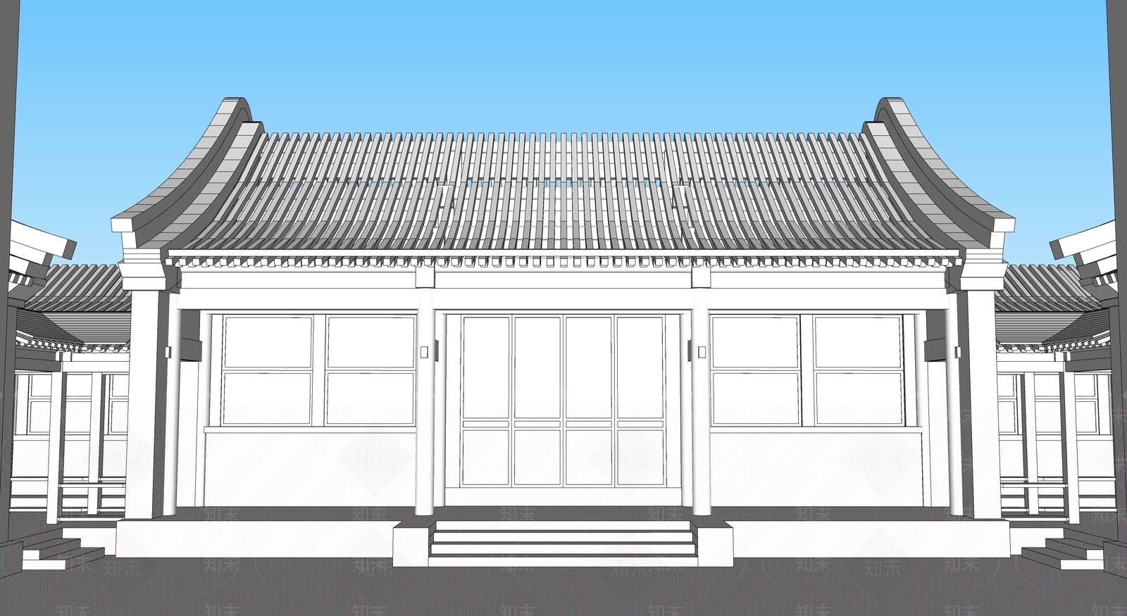 新中式中式四合院SU模型下载【ID:1194991880】