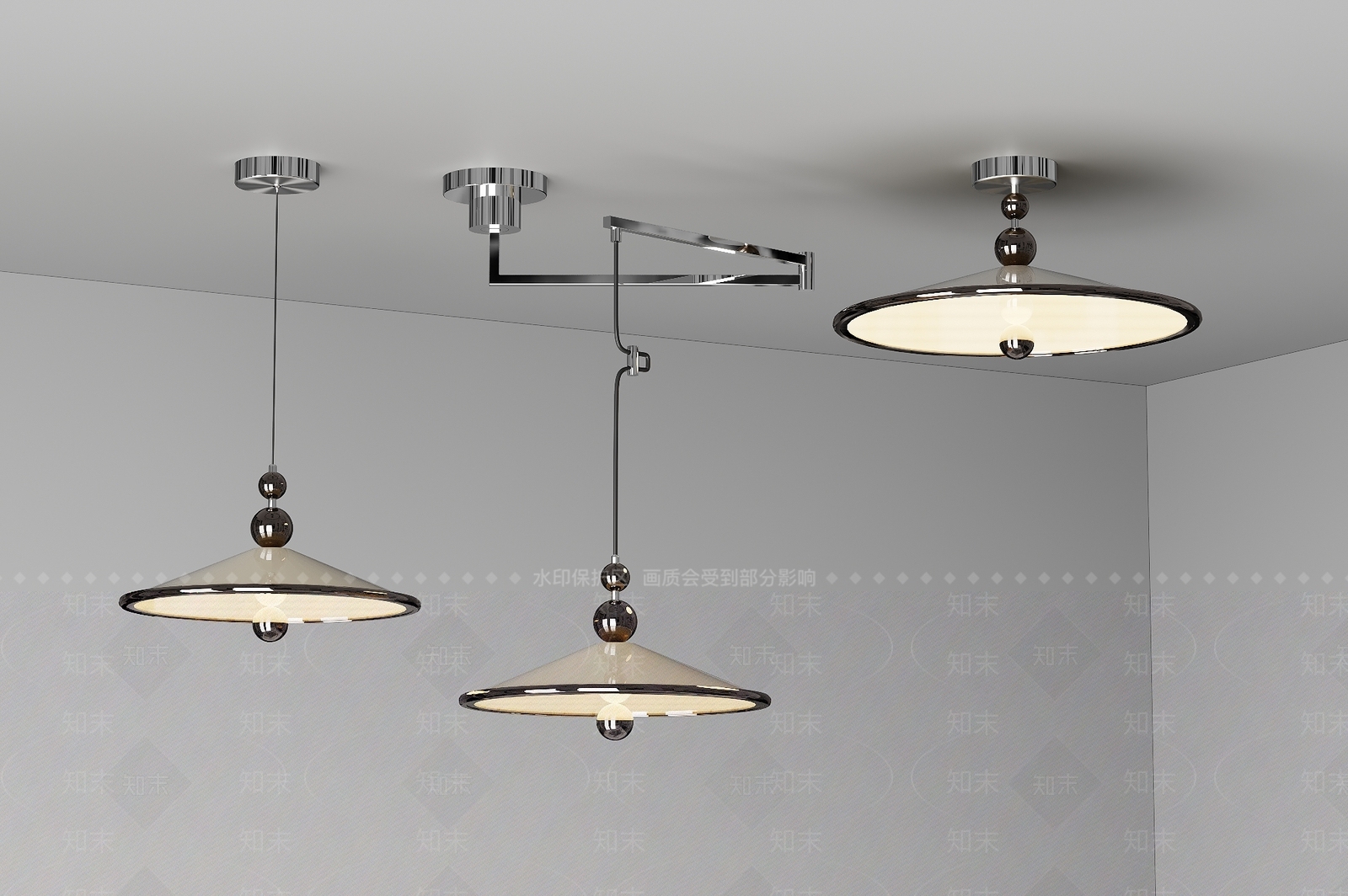 侘寂中古灯具组合3D模型下载【ID:1194992512】