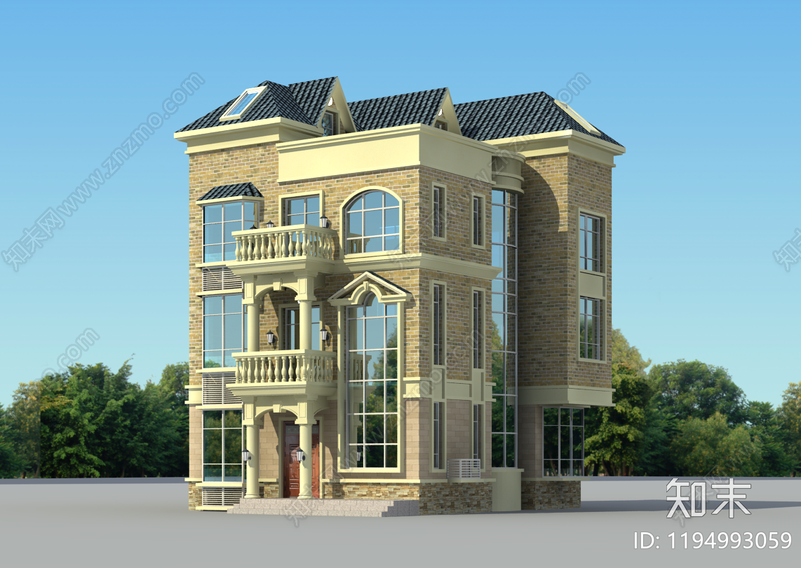 欧式简欧别墅建筑施工图下载【ID:1194993059】