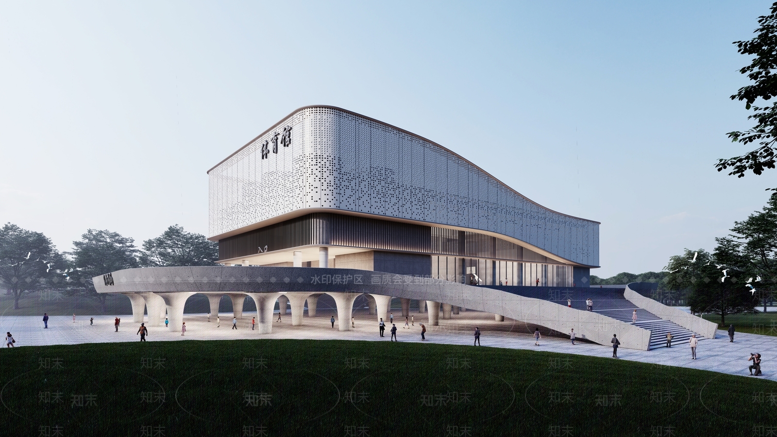 现代体育建筑SU模型下载【ID:1194993317】