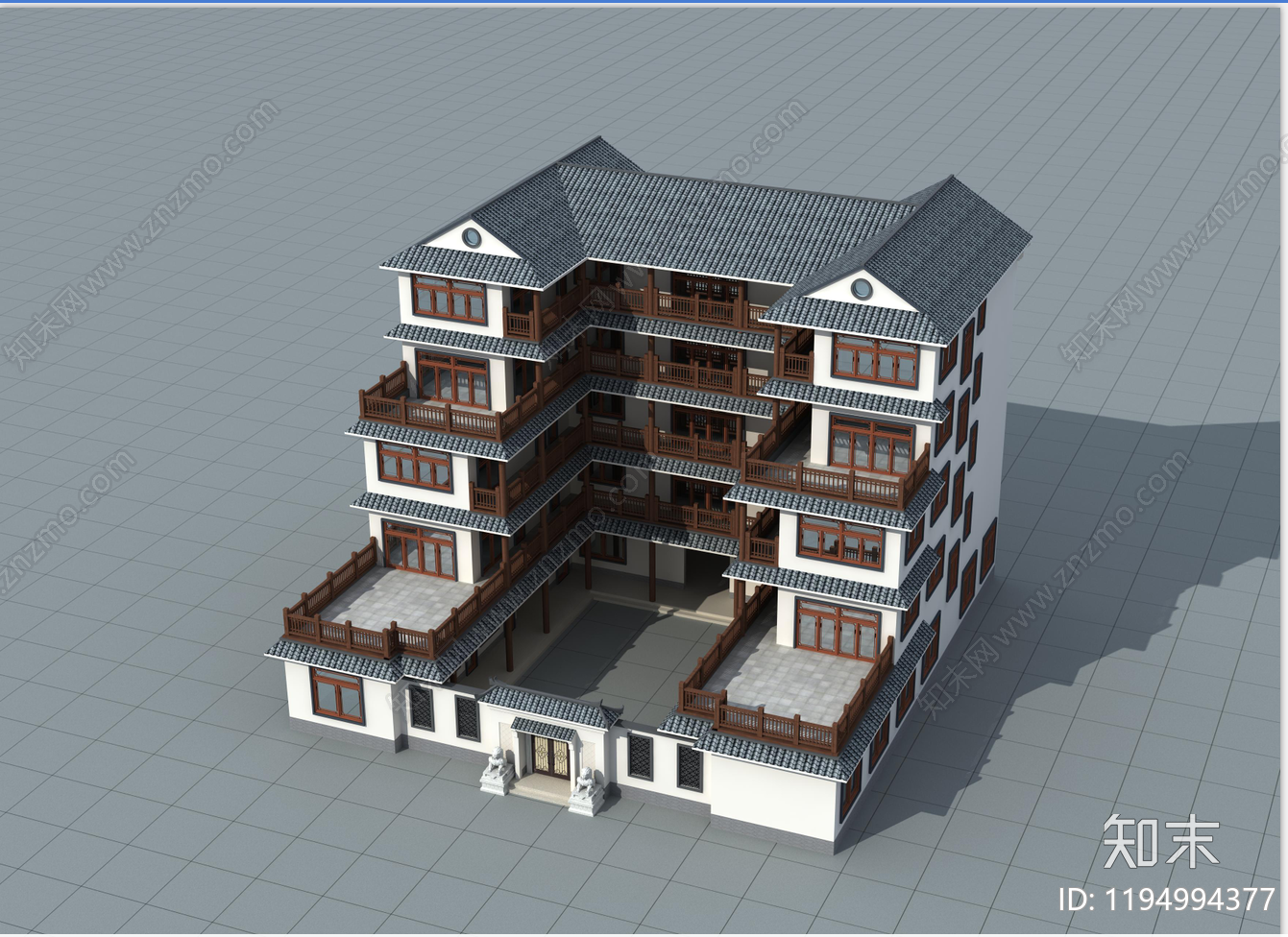 中式新中式别墅建筑施工图下载【ID:1194994377】