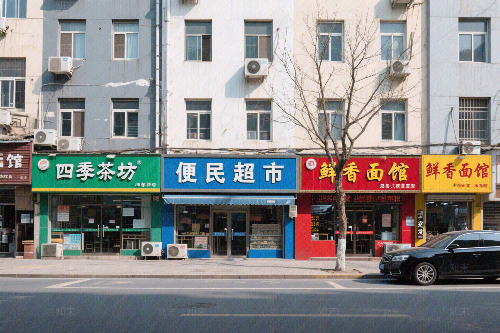 现代中式街道外景贴图下载【ID:1194995087】