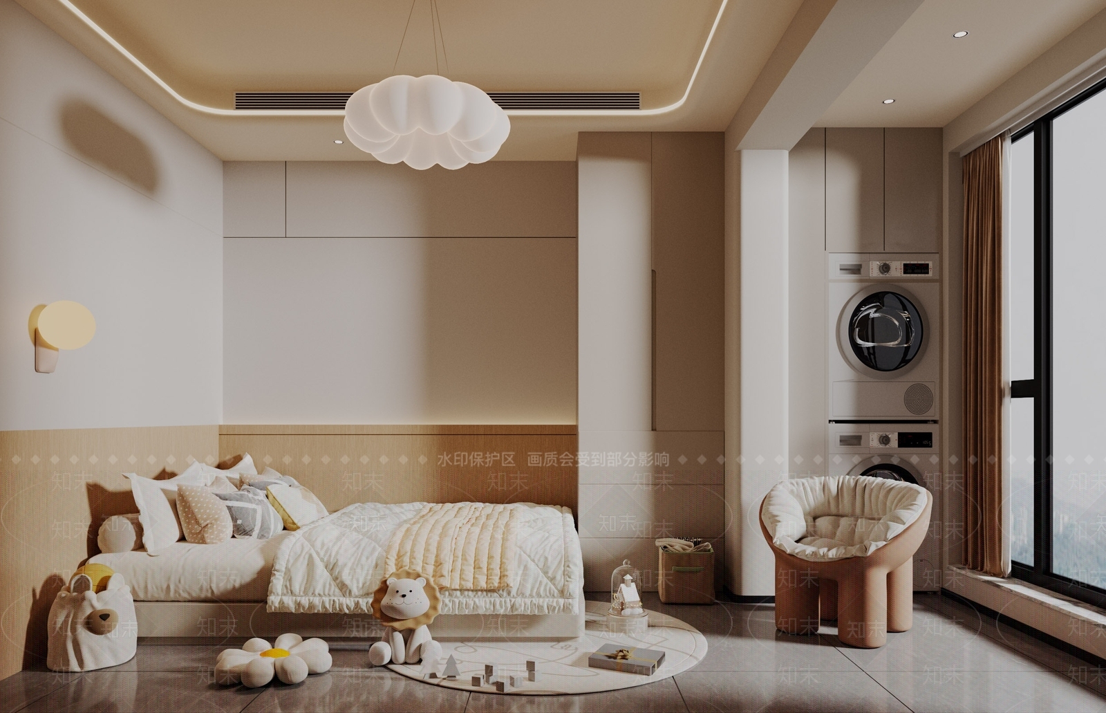 现代简约通用儿童房3D模型下载【ID:1194996155】