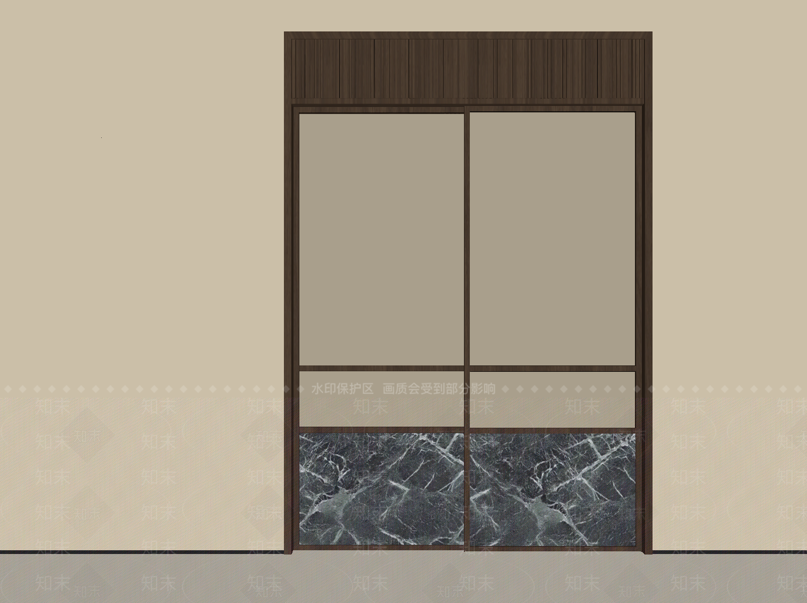 新中式推拉门SU模型下载【ID:1194995419】
