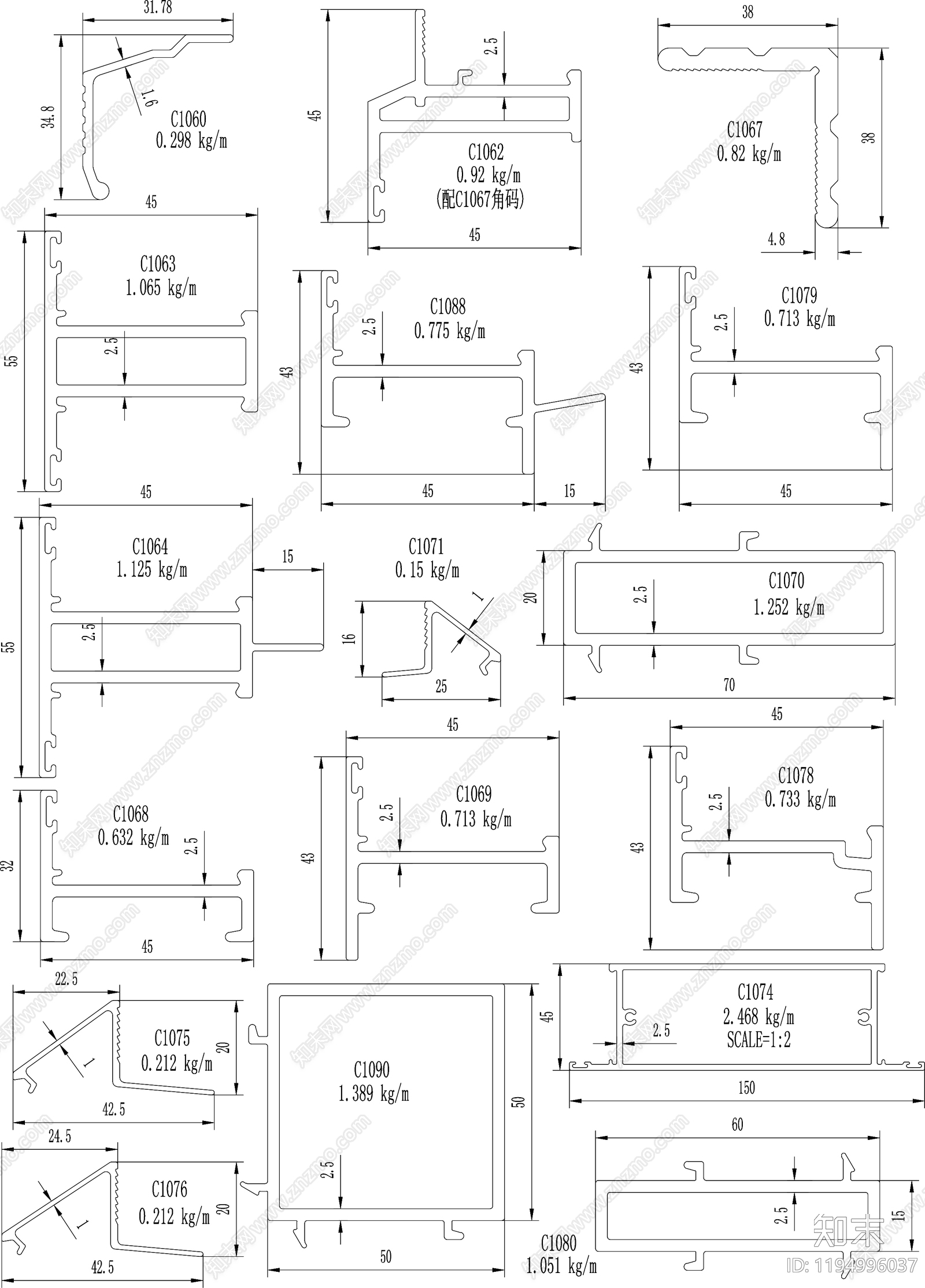 现代窗cad施工图下载【ID:1194996037】