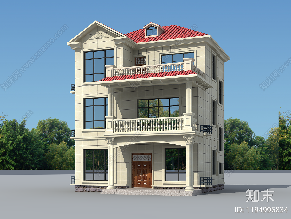 欧式简欧别墅建筑施工图下载【ID:1194996834】