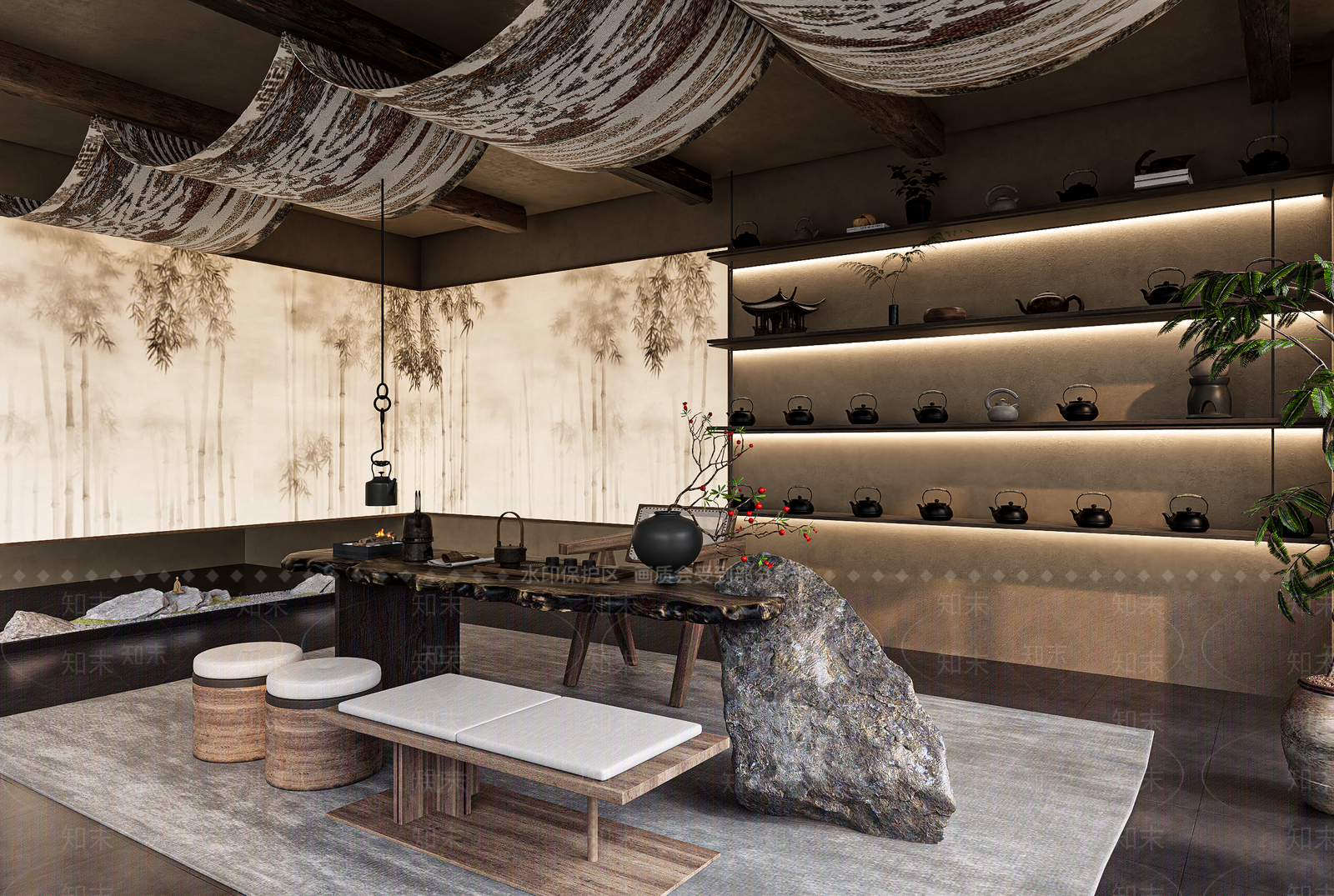 侘寂禅意茶馆SU模型下载【ID:1194997315】