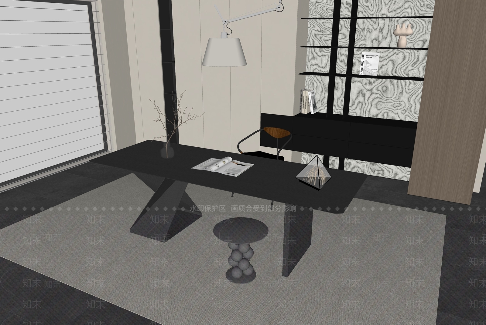 极简书桌椅SU模型下载【ID:1194997757】