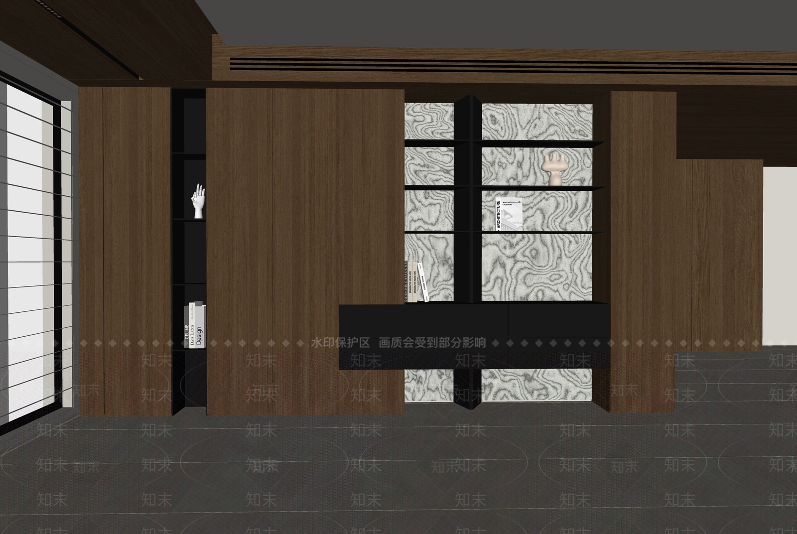 意式书柜SU模型下载【ID:1194998025】