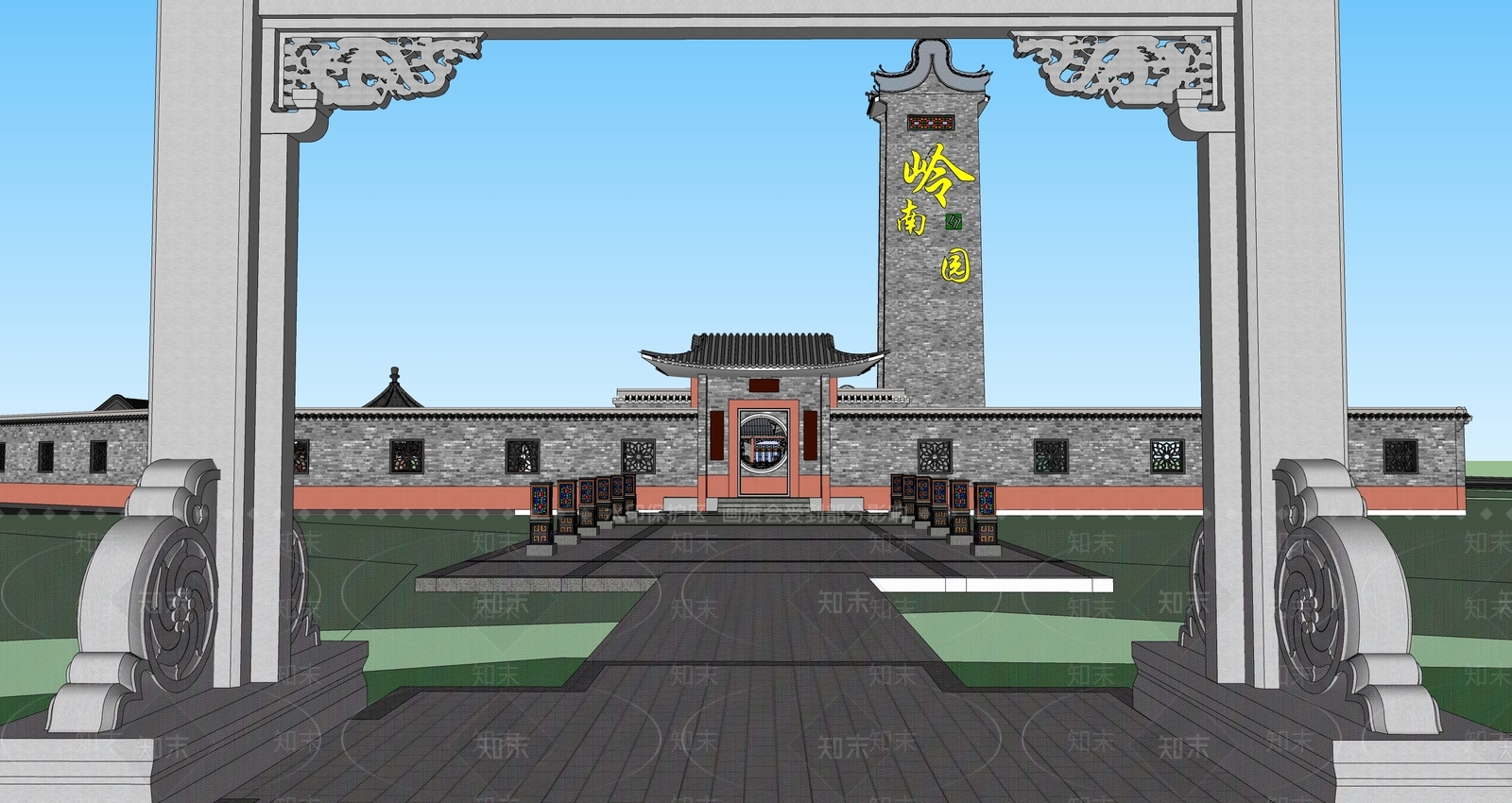 中式古建筑SU模型下载【ID:1194998087】