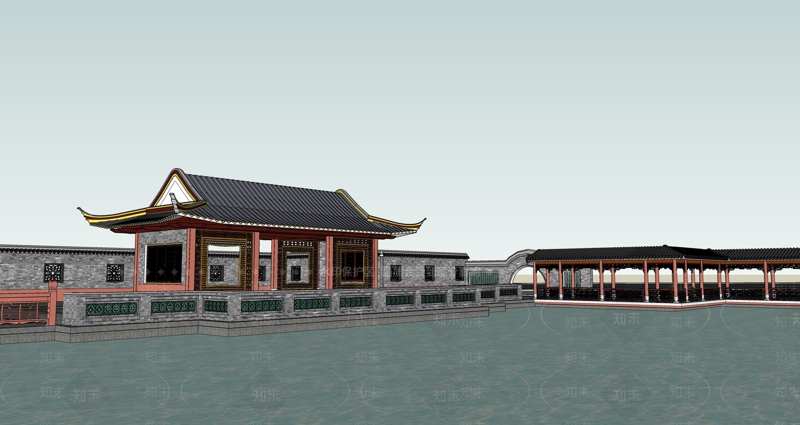 中式古建筑SU模型下载【ID:1194998087】