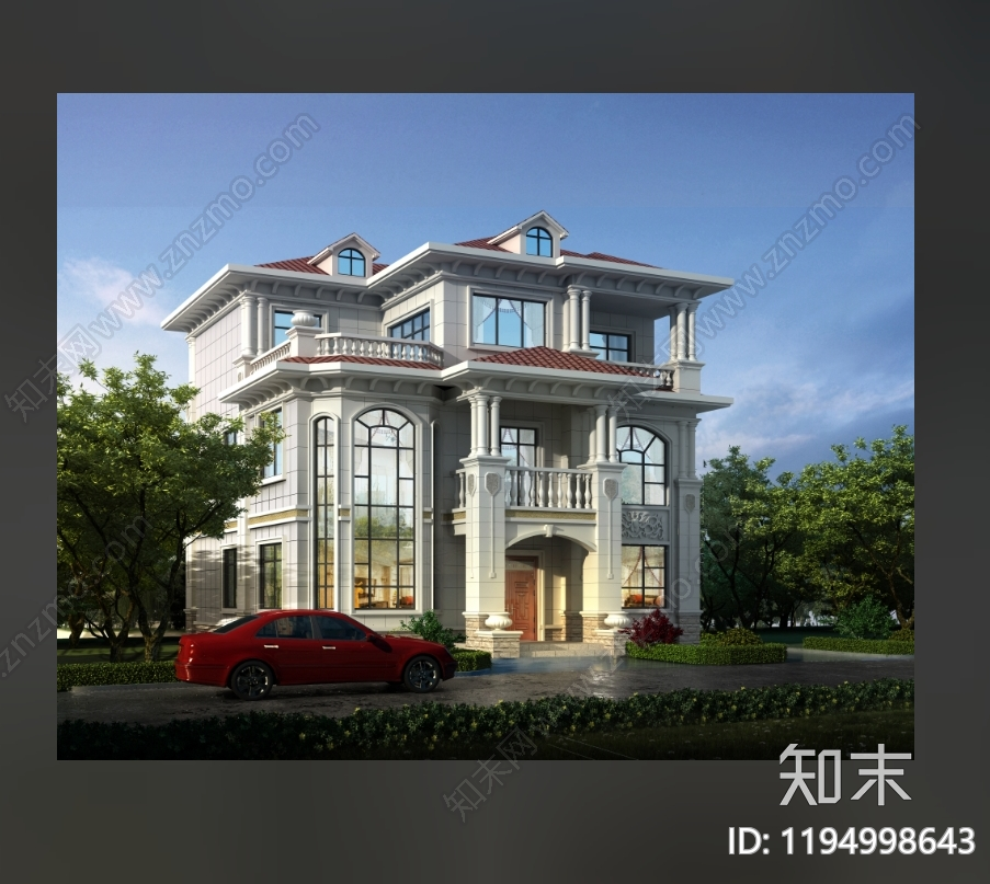 欧式简欧别墅建筑施工图下载【ID:1194998643】
