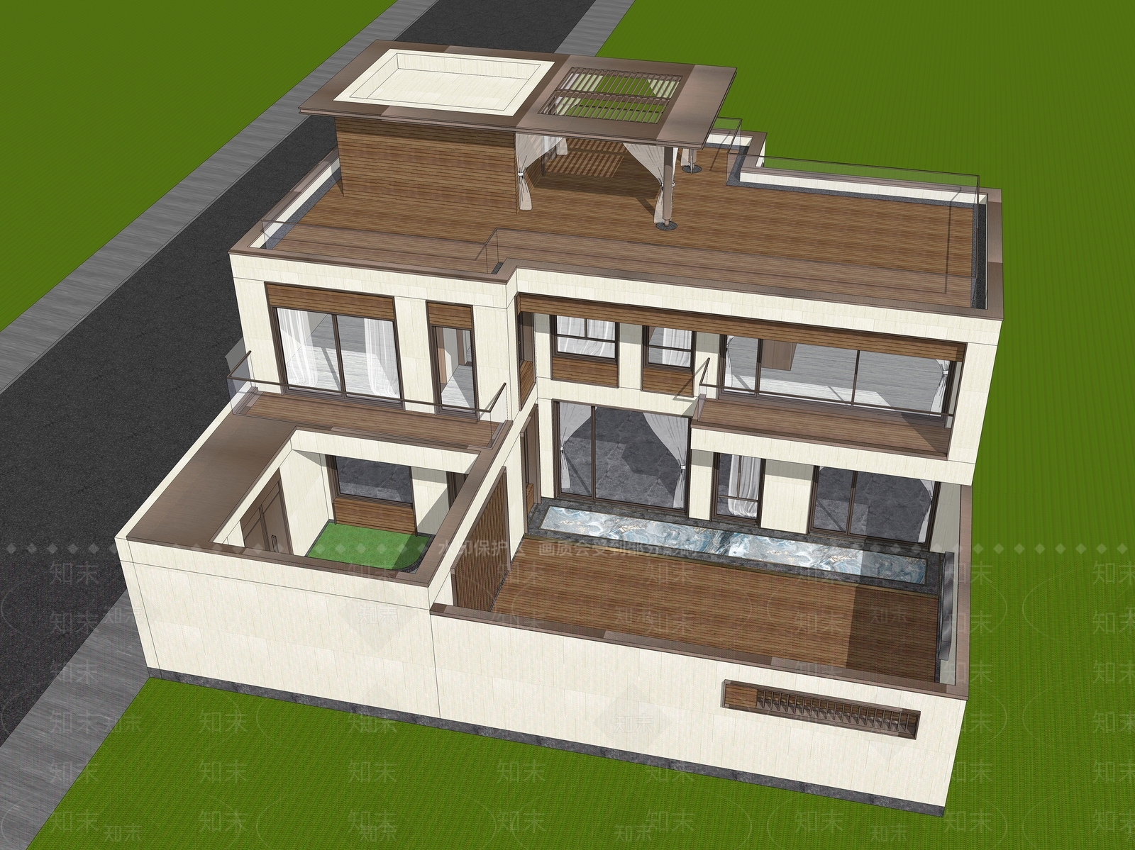 新中式别墅SU模型下载【ID:1194999211】