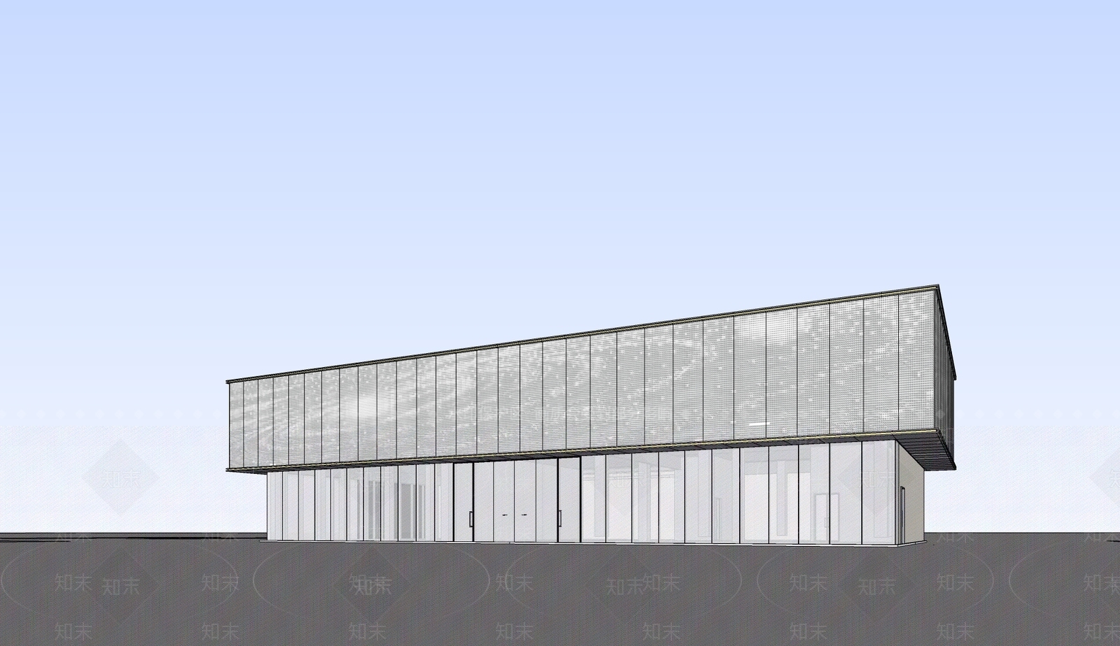 现代售楼处建筑SU模型下载【ID:1195002982】