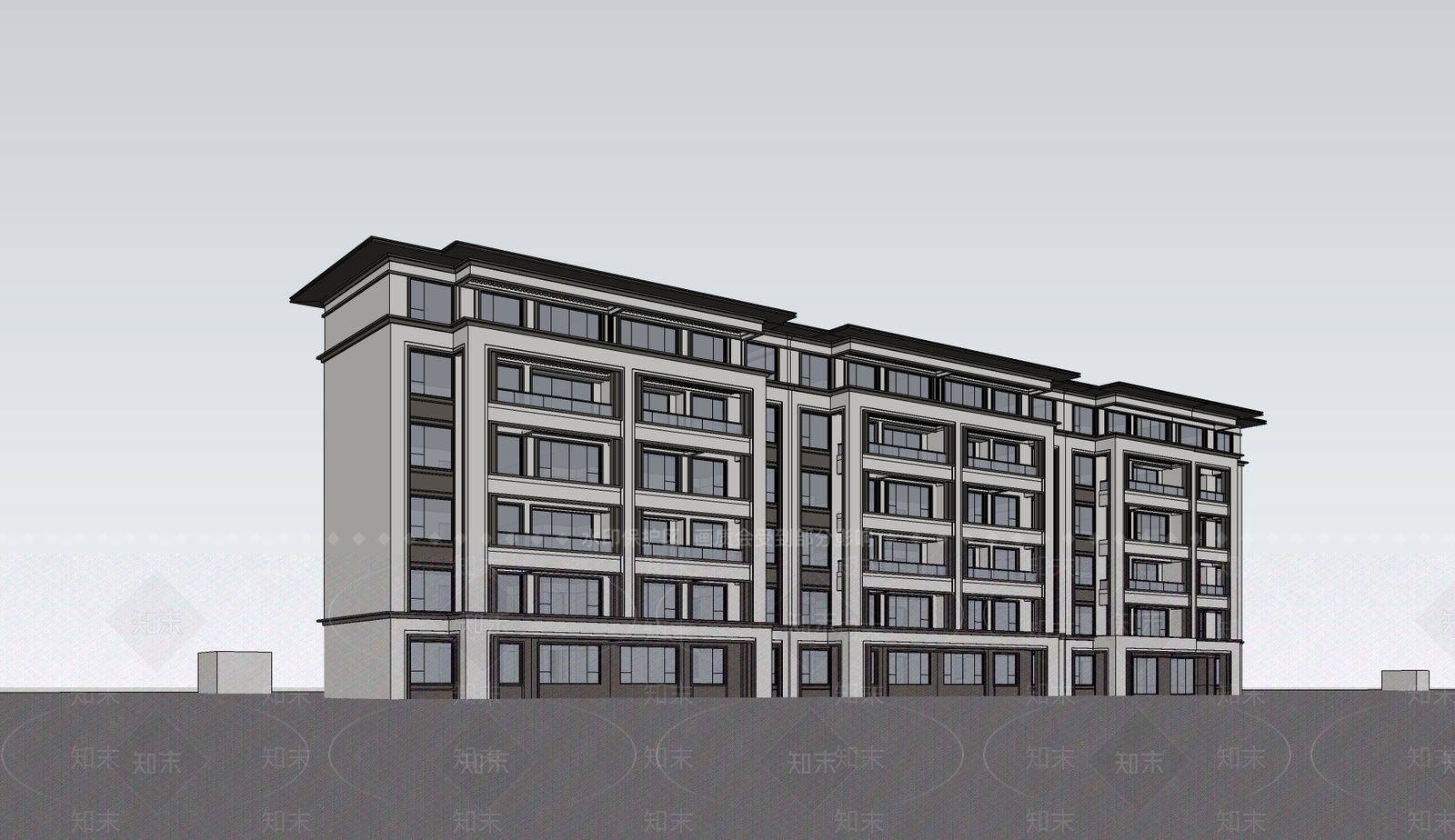 新中式多层住宅SU模型下载【ID:1195003251】