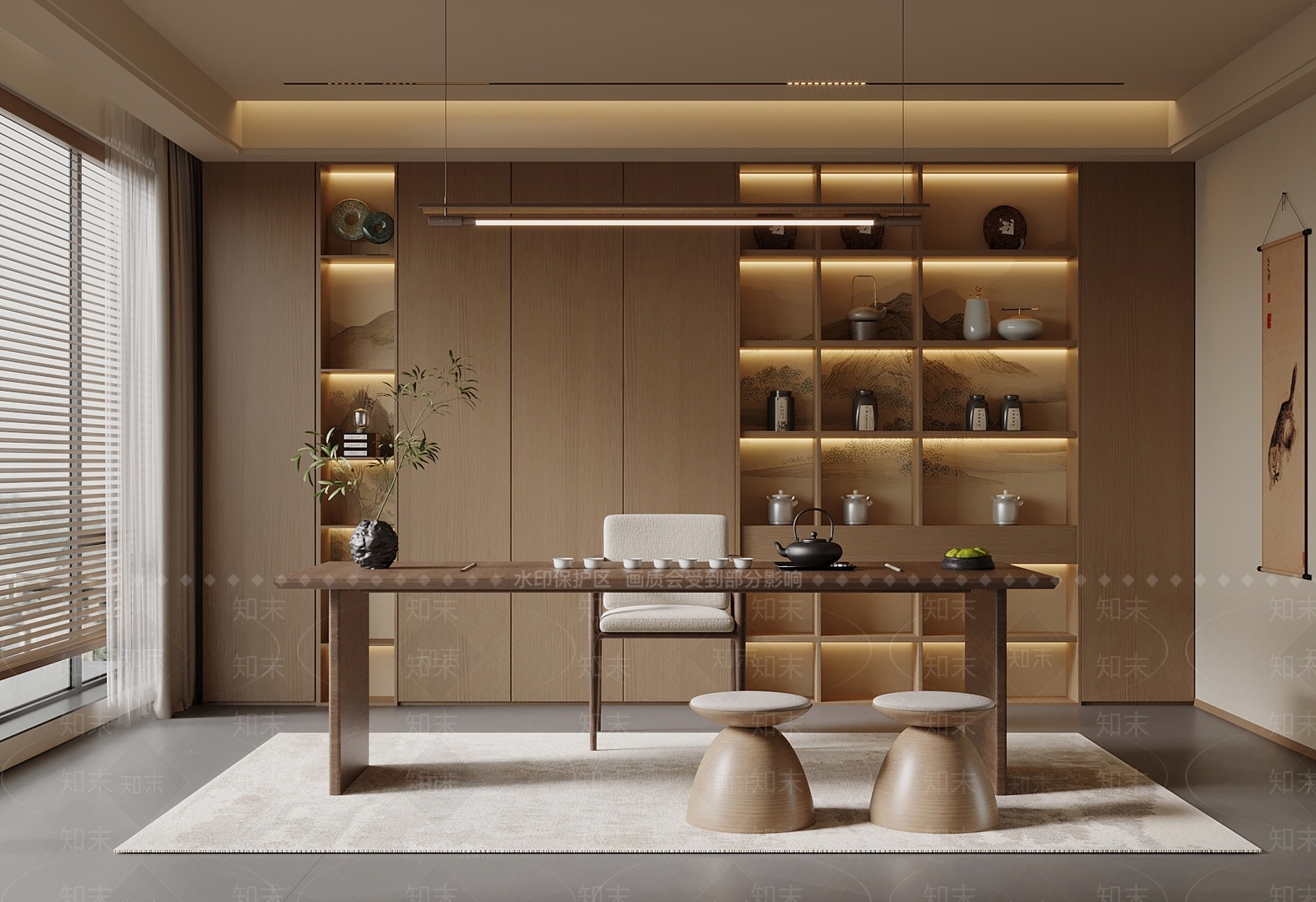 新中式书房3D模型下载【ID:1195003333】