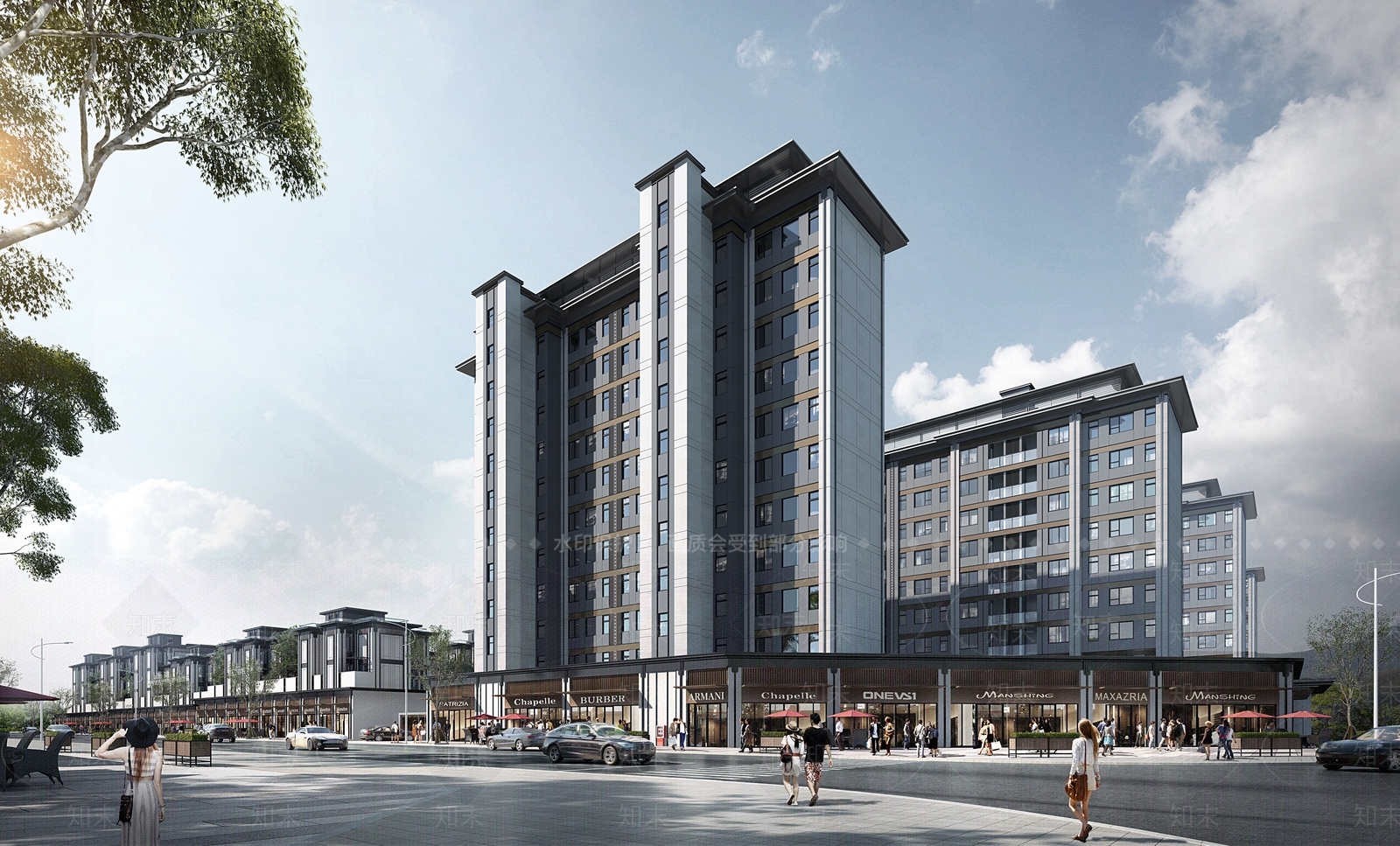 新中式商业街SU模型下载【ID:1195004179】