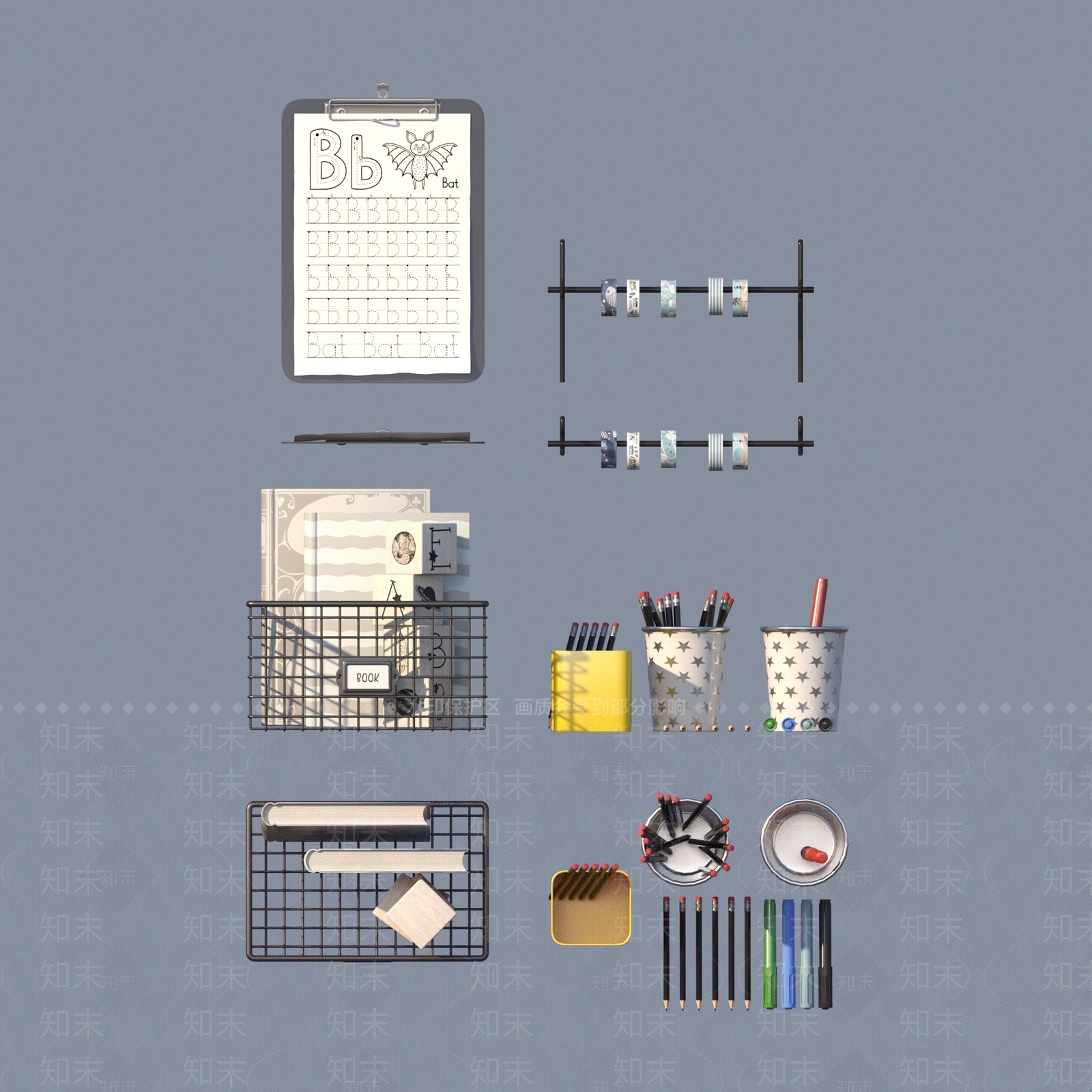 办公用品3D模型下载【ID:1195011857】
