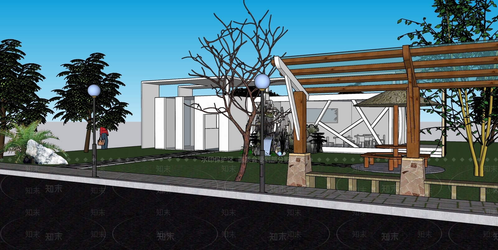 新中式现代风格建筑SU模型下载【ID:1195013611】