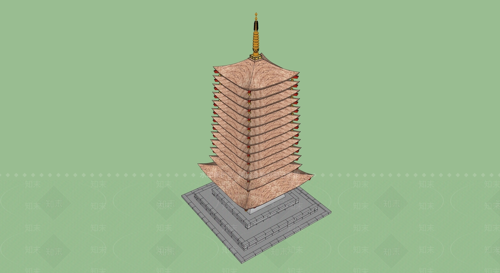 中式古建筑SU模型下载【ID:1195015098】