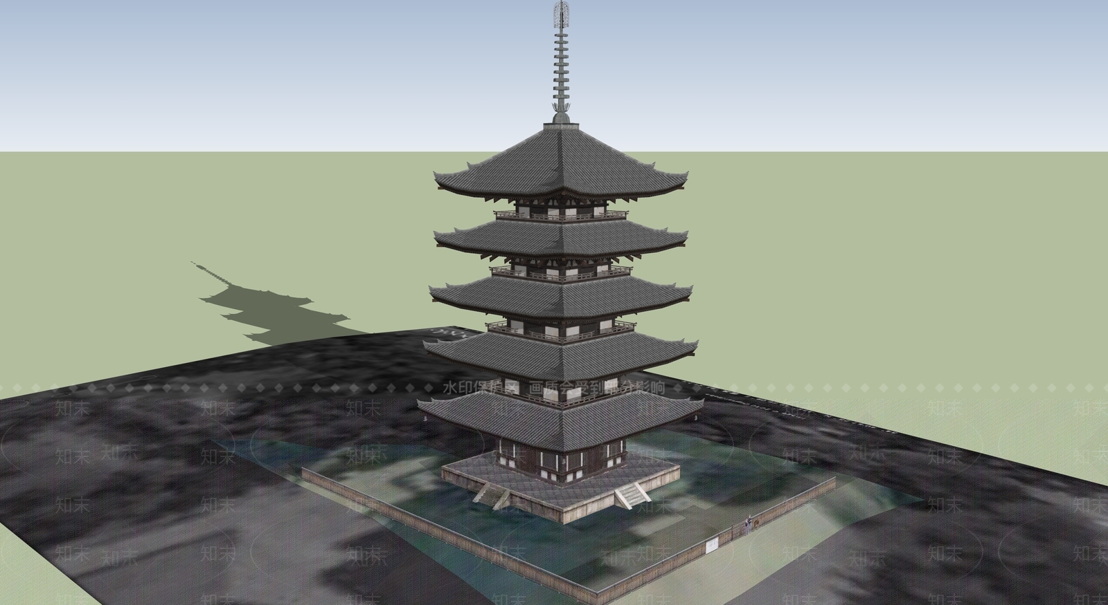 中式古建筑SU模型下载【ID:1195015479】
