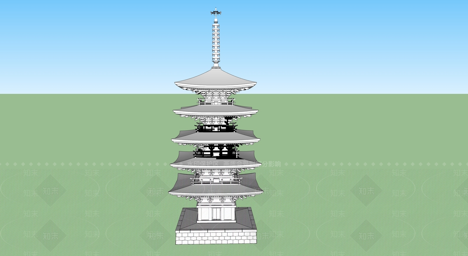 中式古建筑SU模型下载【ID:1195016196】