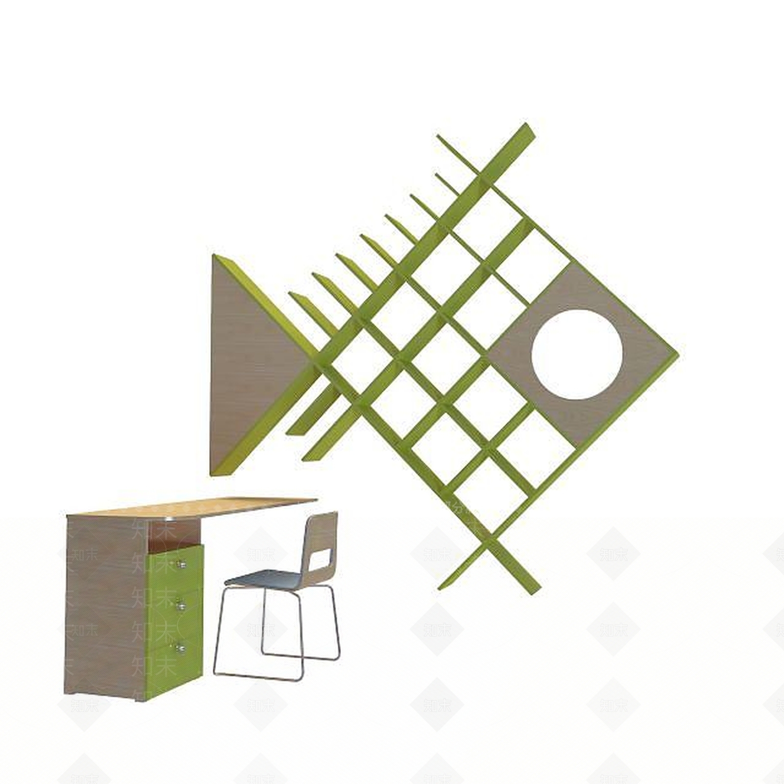 现代卧室书桌3D模型下载【ID:1195024527】