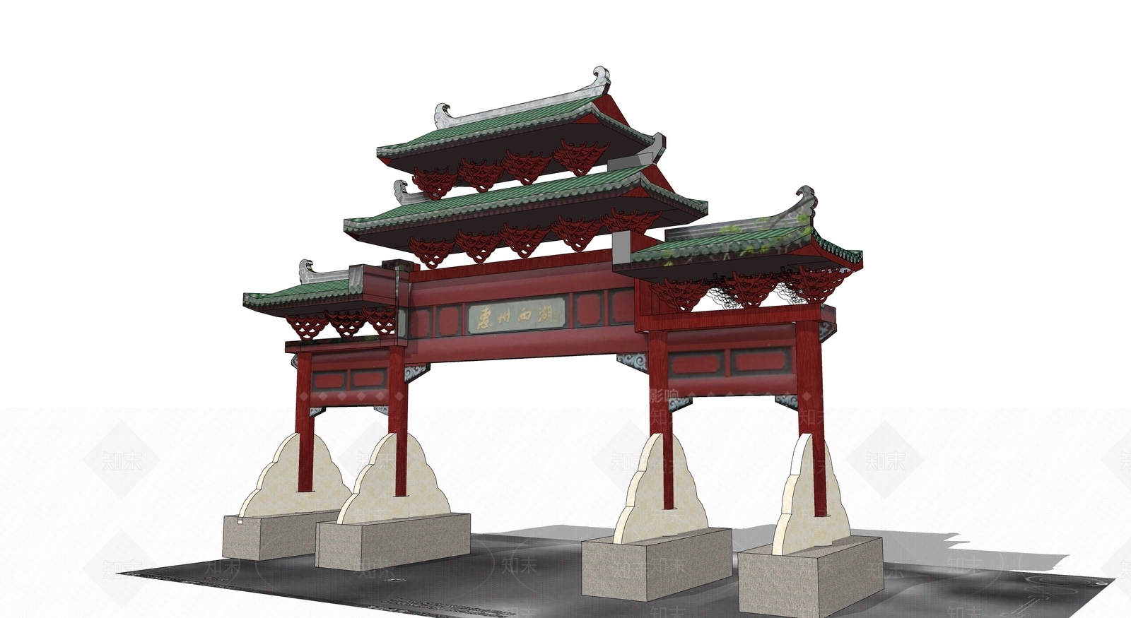 中式牌坊牌楼SU模型下载【ID:1195025498】