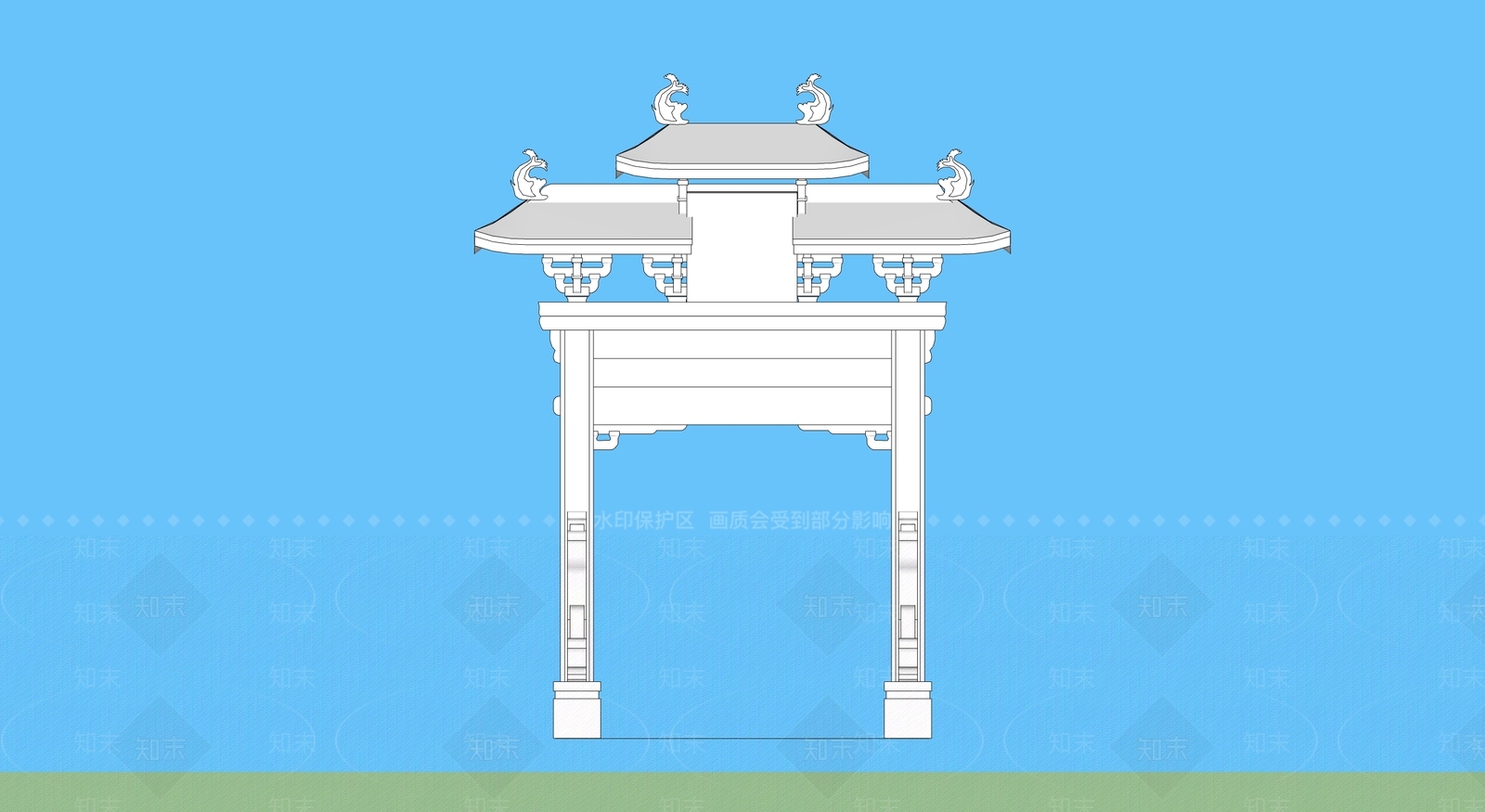 中式牌坊牌楼SU模型下载【ID:1195025951】
