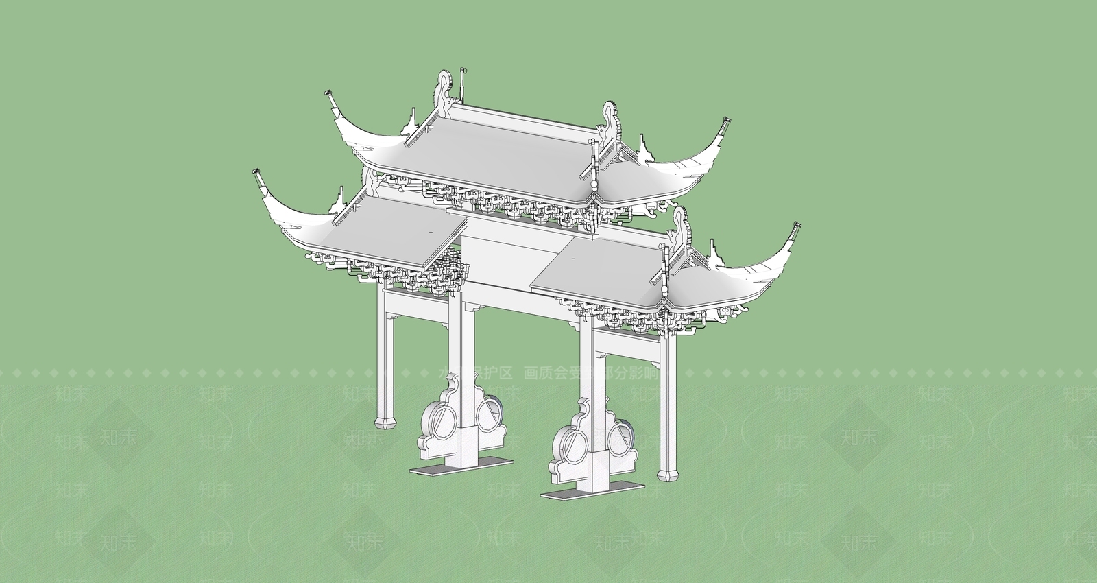 中式牌坊牌楼SU模型下载【ID:1195026005】