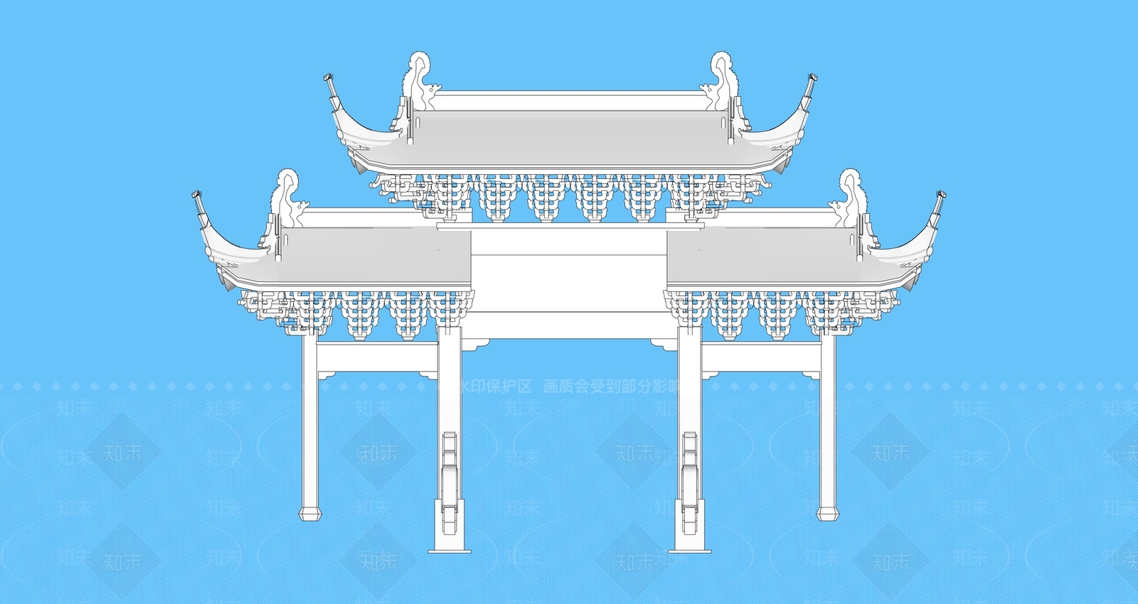 中式牌坊牌楼SU模型下载【ID:1195026005】