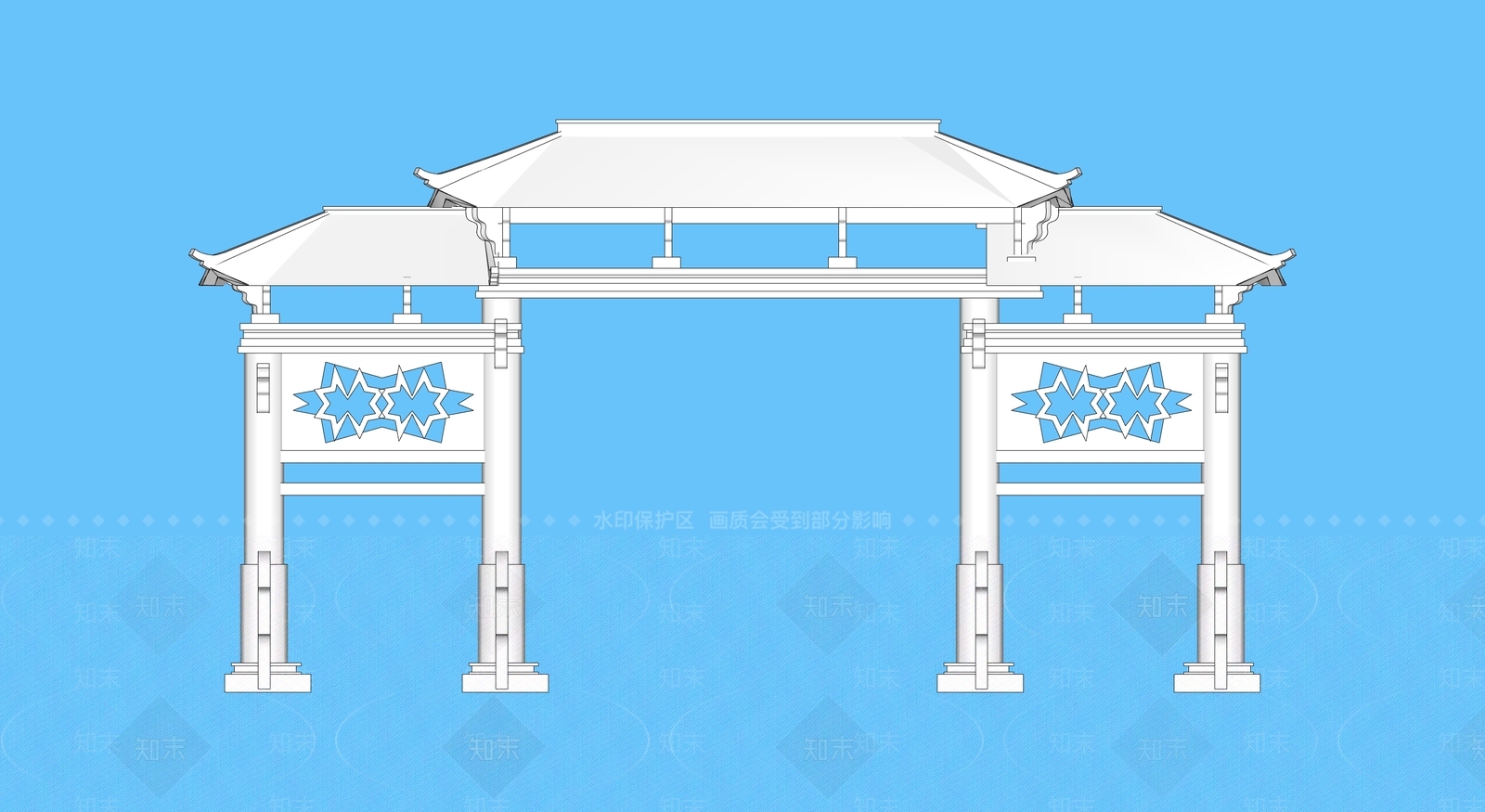 中式牌坊牌楼SU模型下载【ID:1195026141】